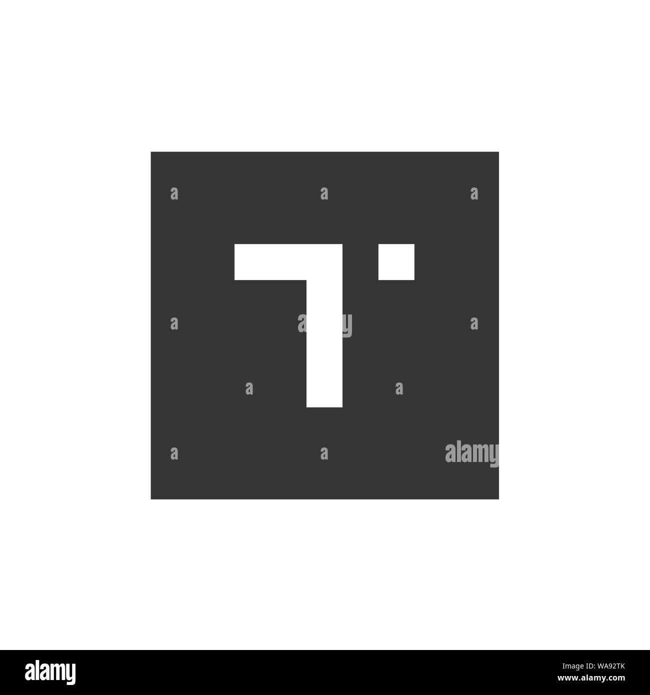 Letter T Logo, Combined With Square Shape, Alphabet T Icon Design, Black and White Vector Logo Stock Vector