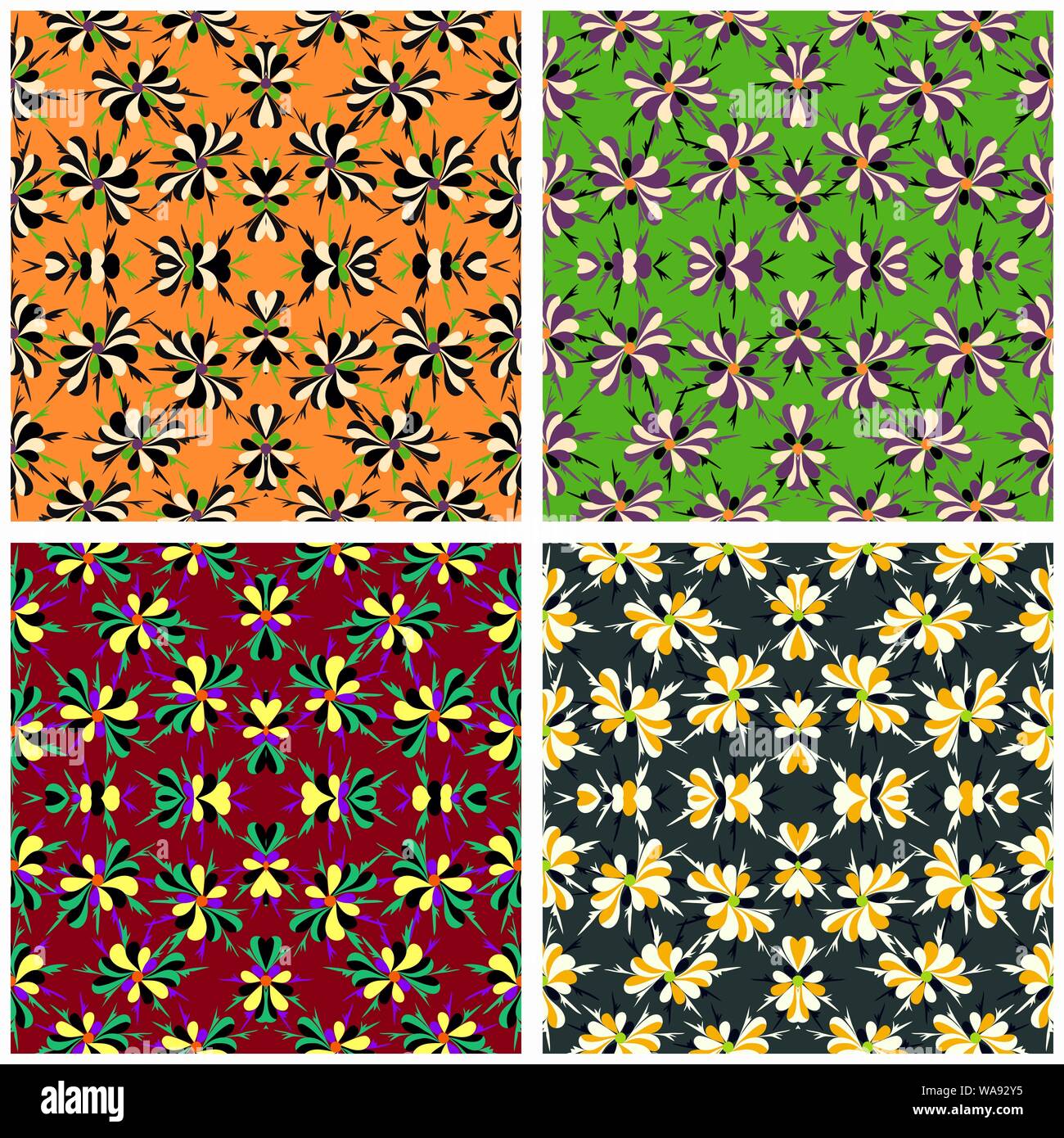 colorful abstract collection of beautiful flowers vector illustration ...