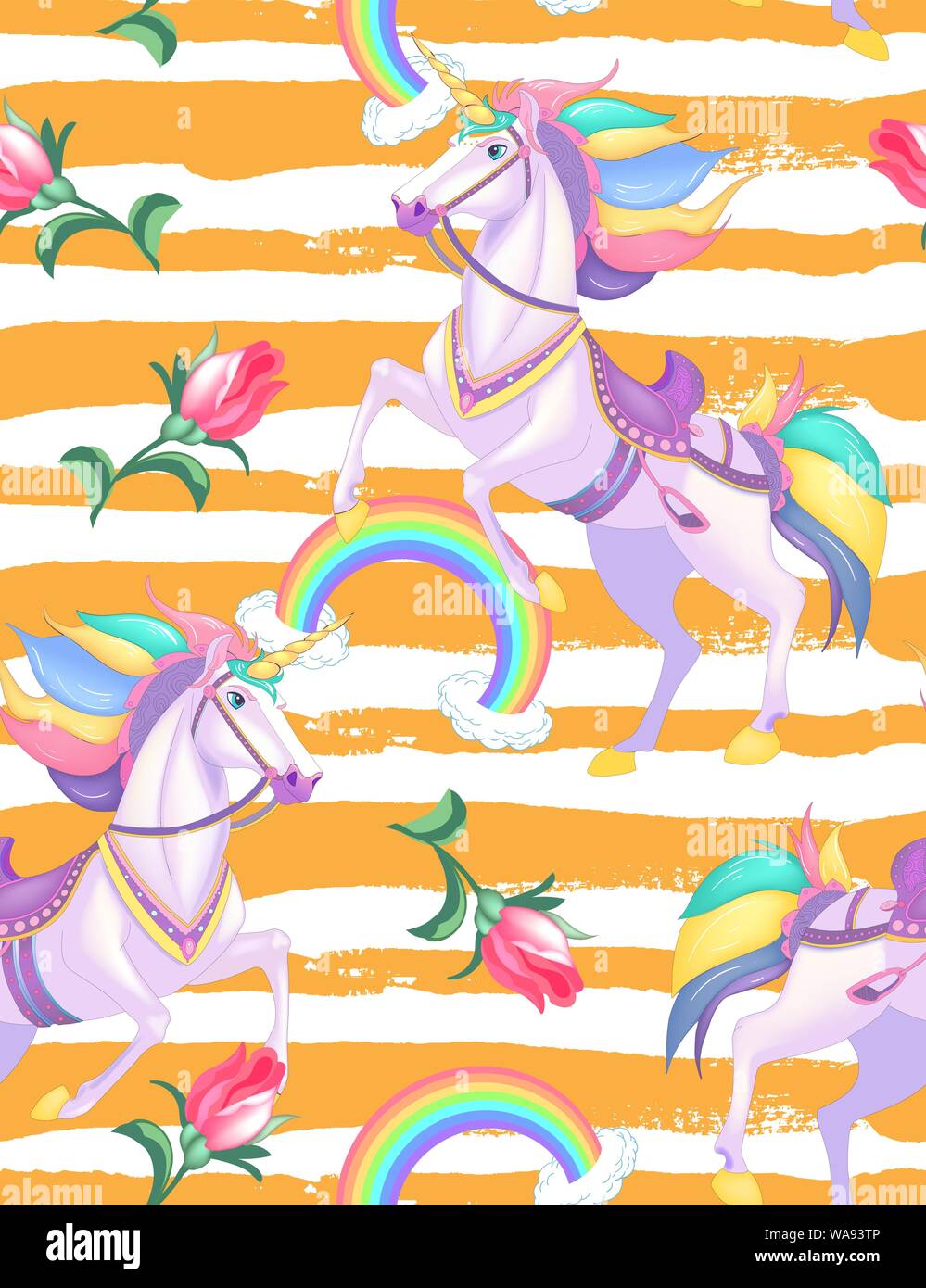 Cute white unicorns with rainbow hair on golden stripes seamless vector pattern background illustration Stock Vector Image & Art - Alamy Cute white unicorns with rainbow hair on golden stripes seamless vector pattern background illustration Stock Vector Image & Art - Alamy