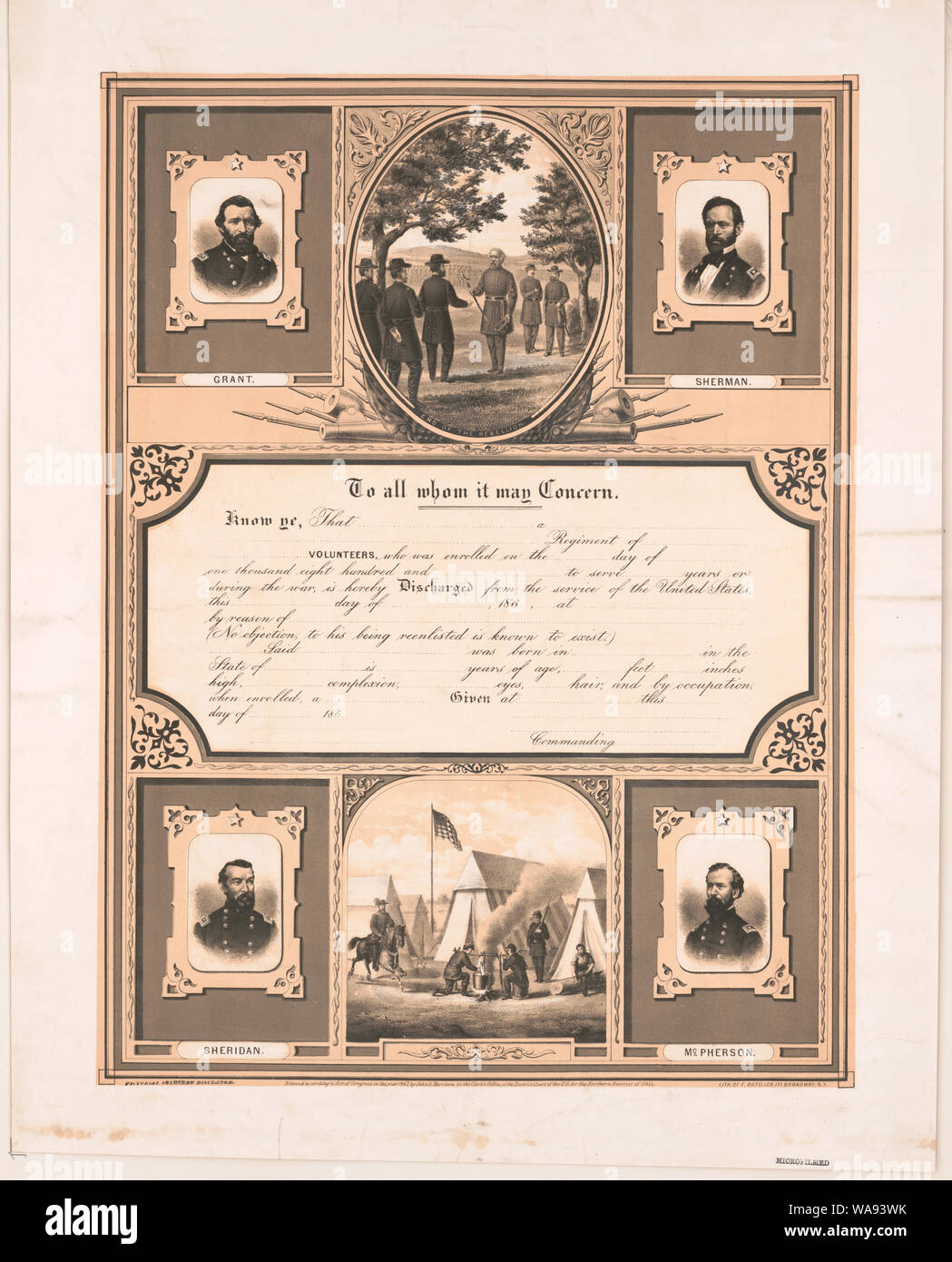 Certificate of discharge from United States Army Stock Photo Alamy