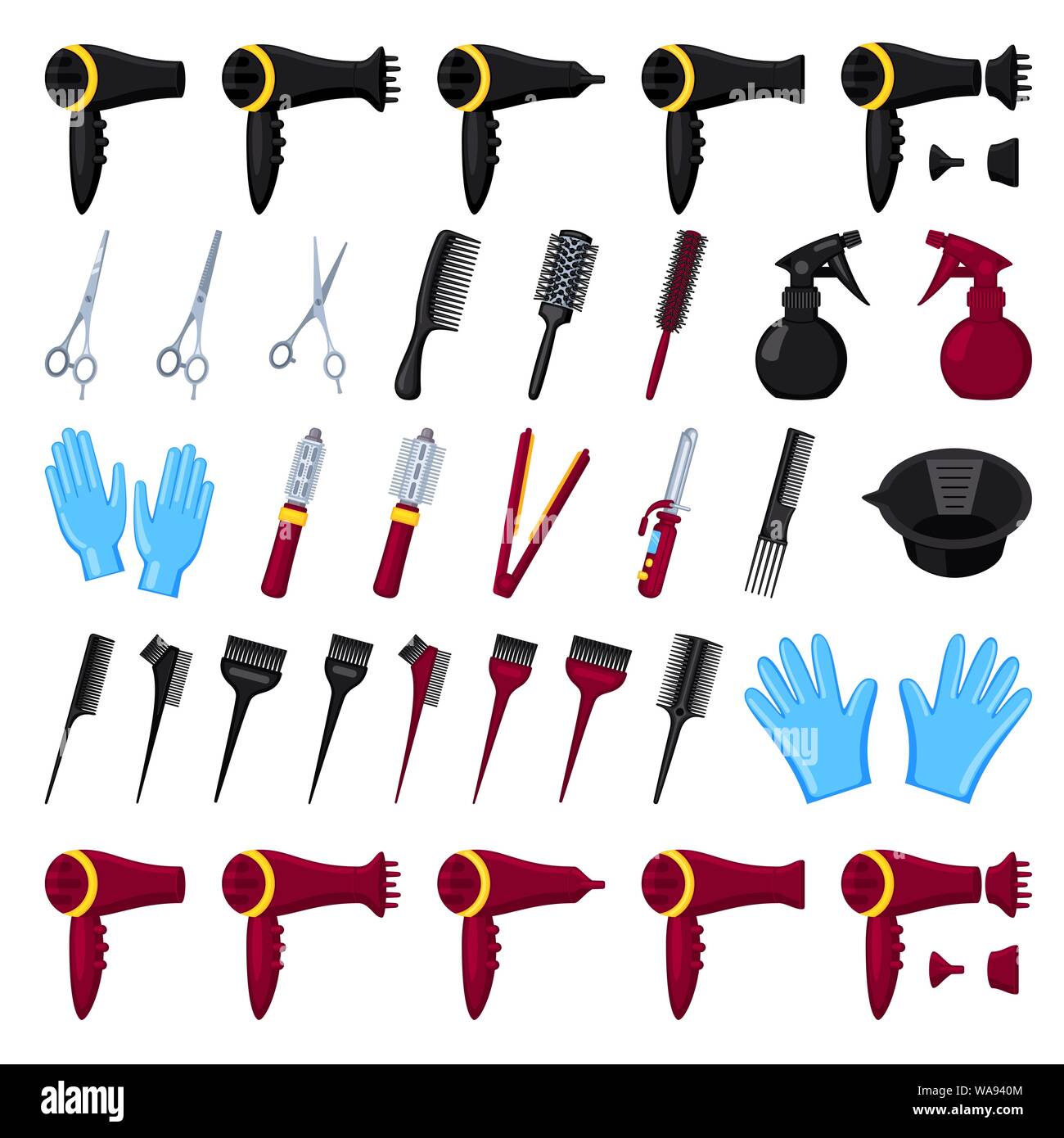 35 Colorful Cartoon Hairdresser Tools Stock Vector Art