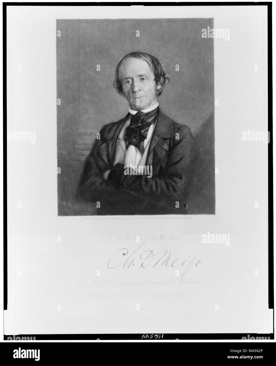 Ch. D. Meigs, M.D. Prof. Med & Diseases of women & children in the Jefferson Medical College of Philada. / engraved by Welch & Walter (Of Philada) from a daguerreotype by M.P. Simons. Stock Photo