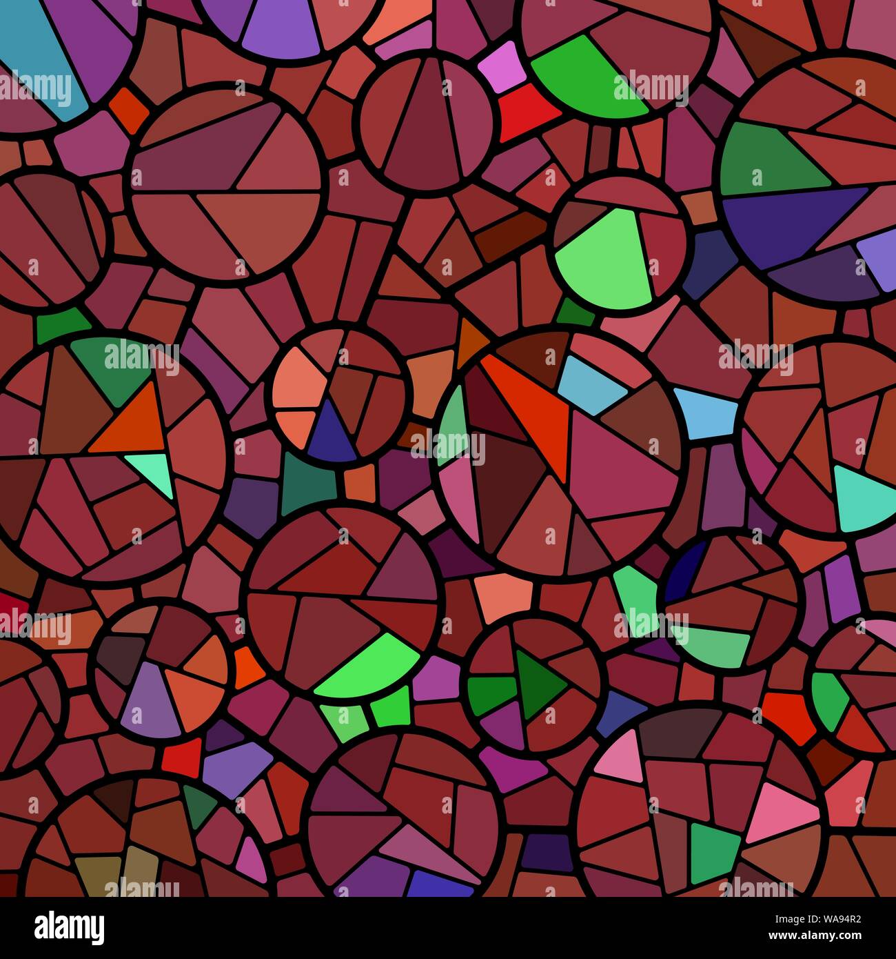 abstract vector stained-glass mosaic background - red circles Stock ...
