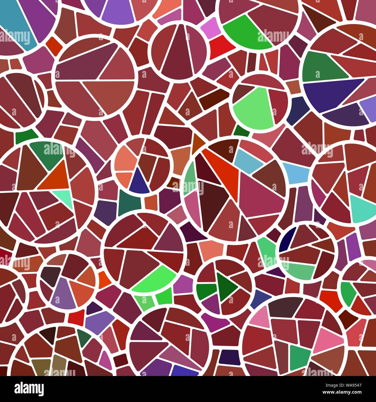 abstract vector stained-glass mosaic background - red circles Stock ...