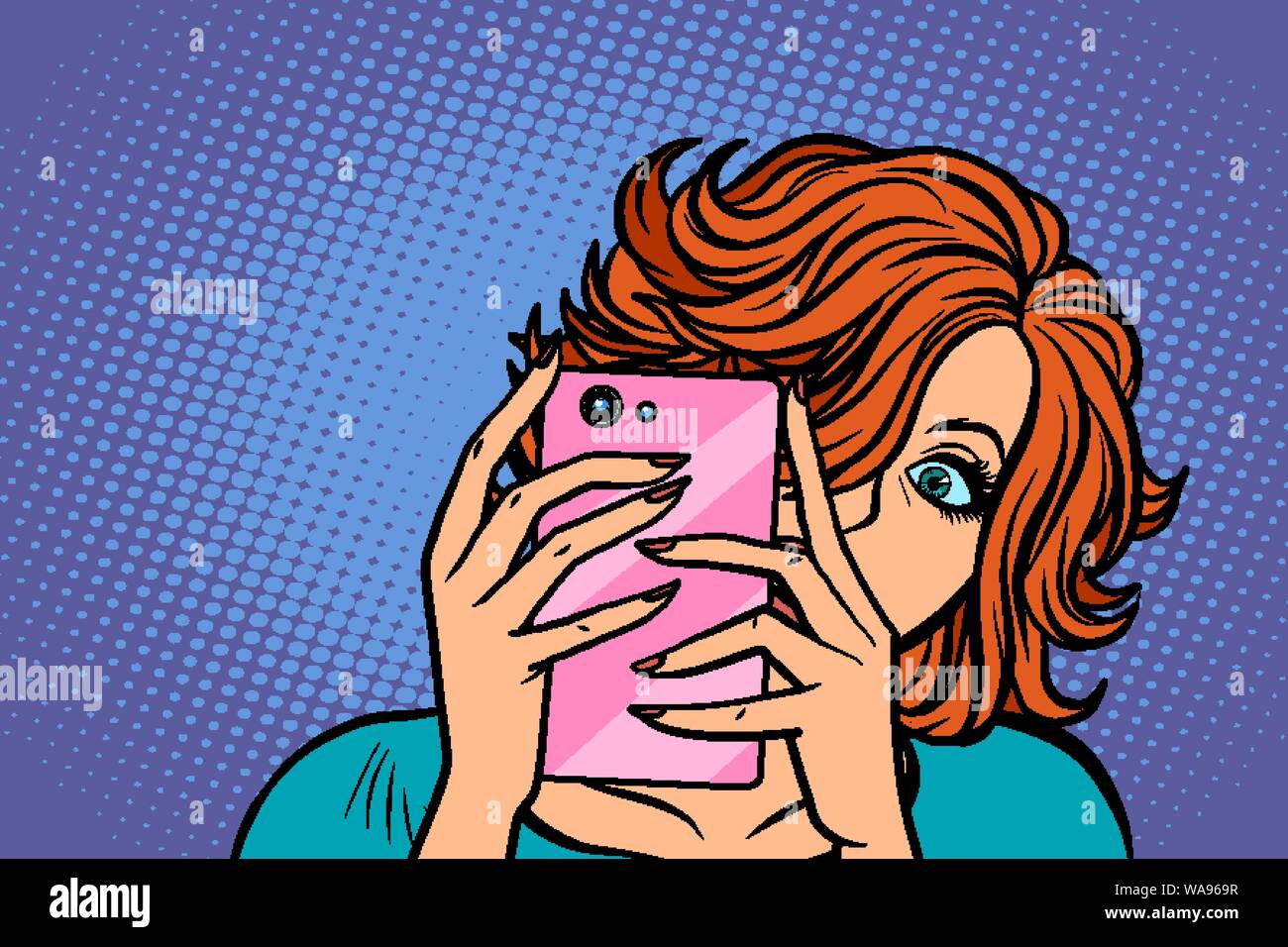 Sketch of a Teen Girl with a Smartphone Stock Vector - Illustration of  dweller, city: 105938481