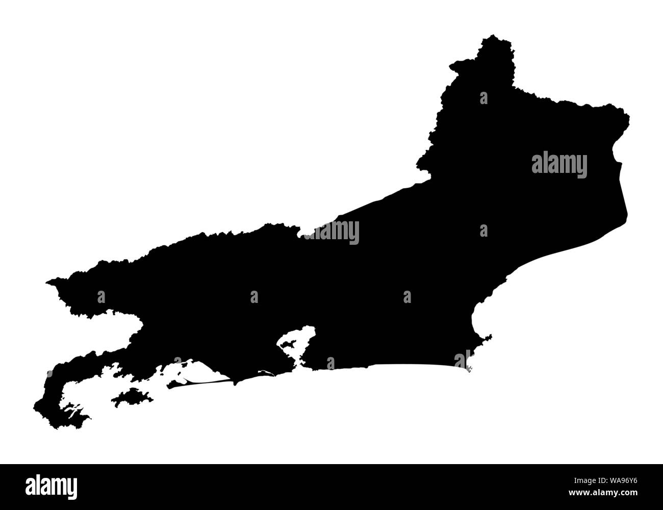 Rio de Janeiro State dark silhouette map isolated on white background Stock Vector