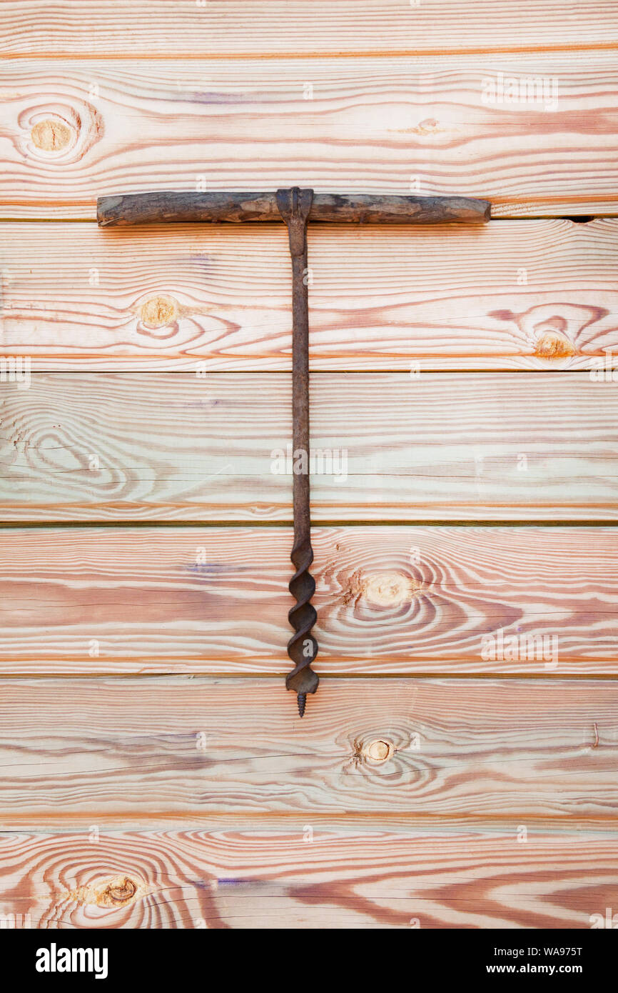 the Vintage Hand Drill rusted Stock Photo