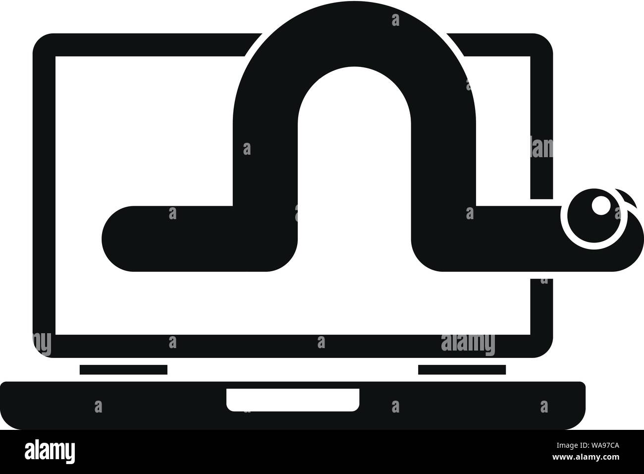 Worm laptop icon. Simple illustration of worm laptop vector icon for ...