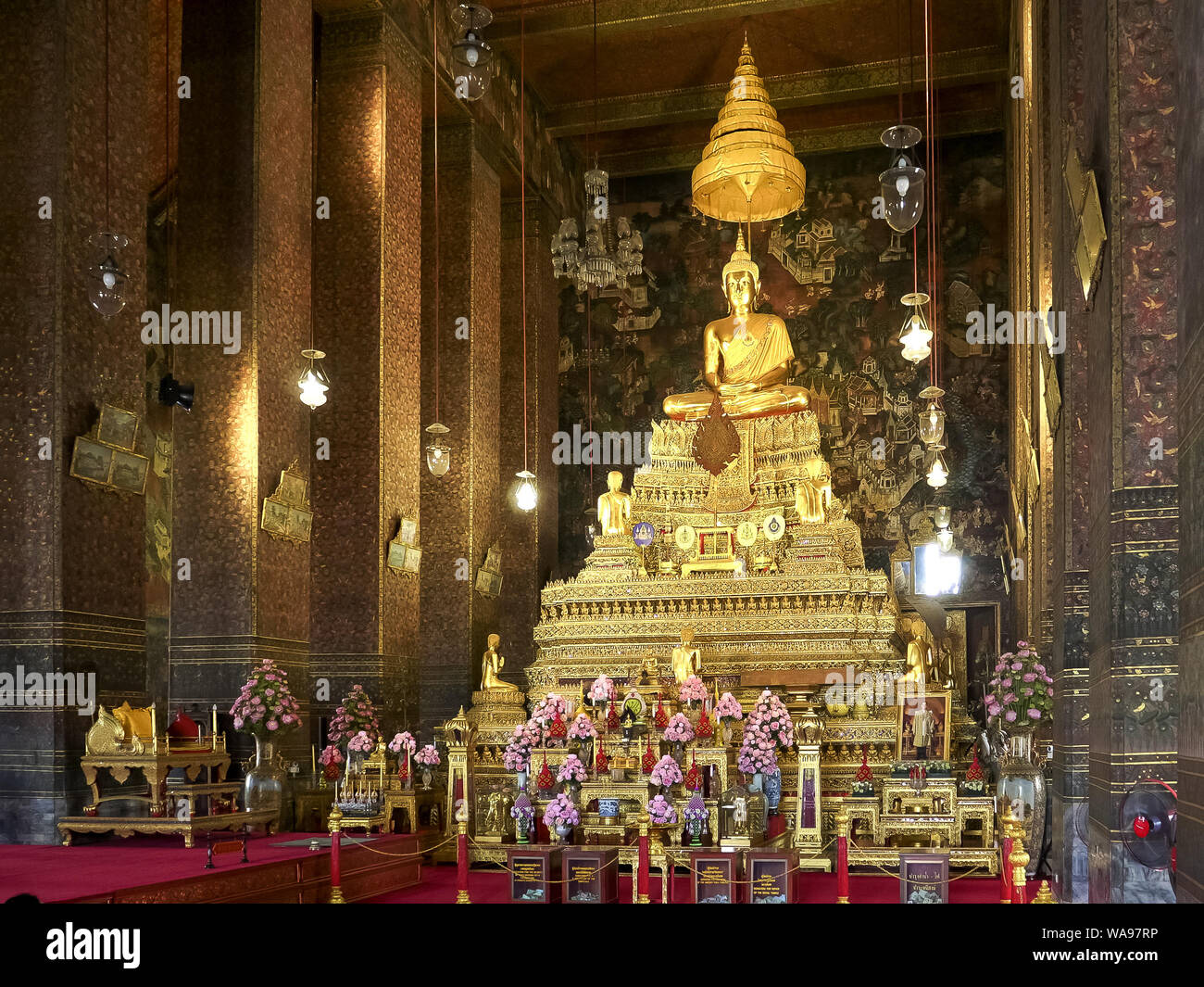ordination hall of wat pho temple in bangkok Stock Photo