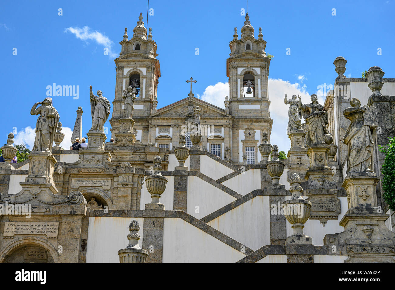 The 18th century, Baroque stairway and church at the Santuary and pilgrimage site  of Bom Jesus do Monte at Tenoes on the outskirts of the city of  Br Stock Photo