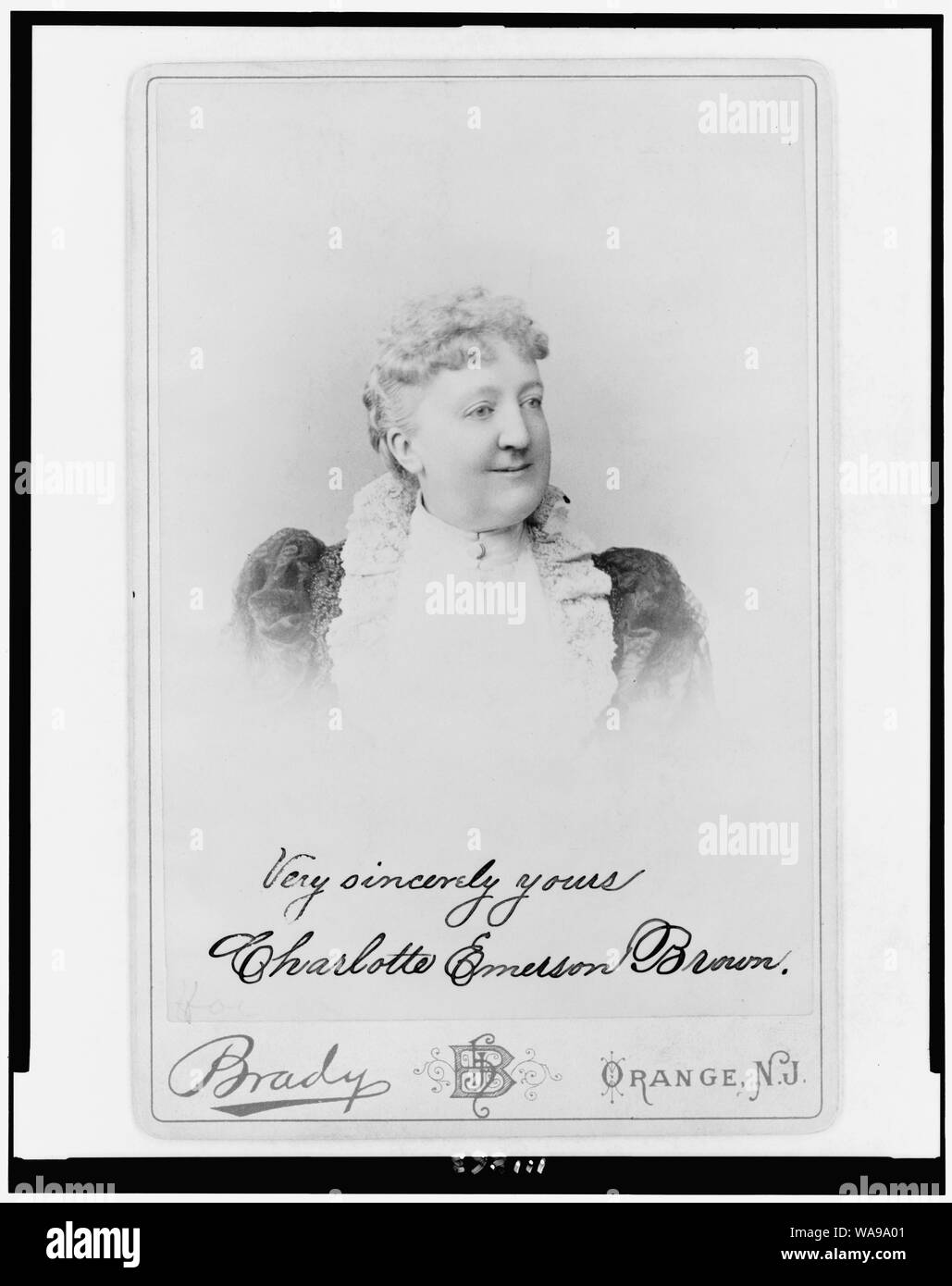 Charlotte Emerson Brown, head-and-shoulders portrait, facing right] / H.J.() Brady Stock Photo
