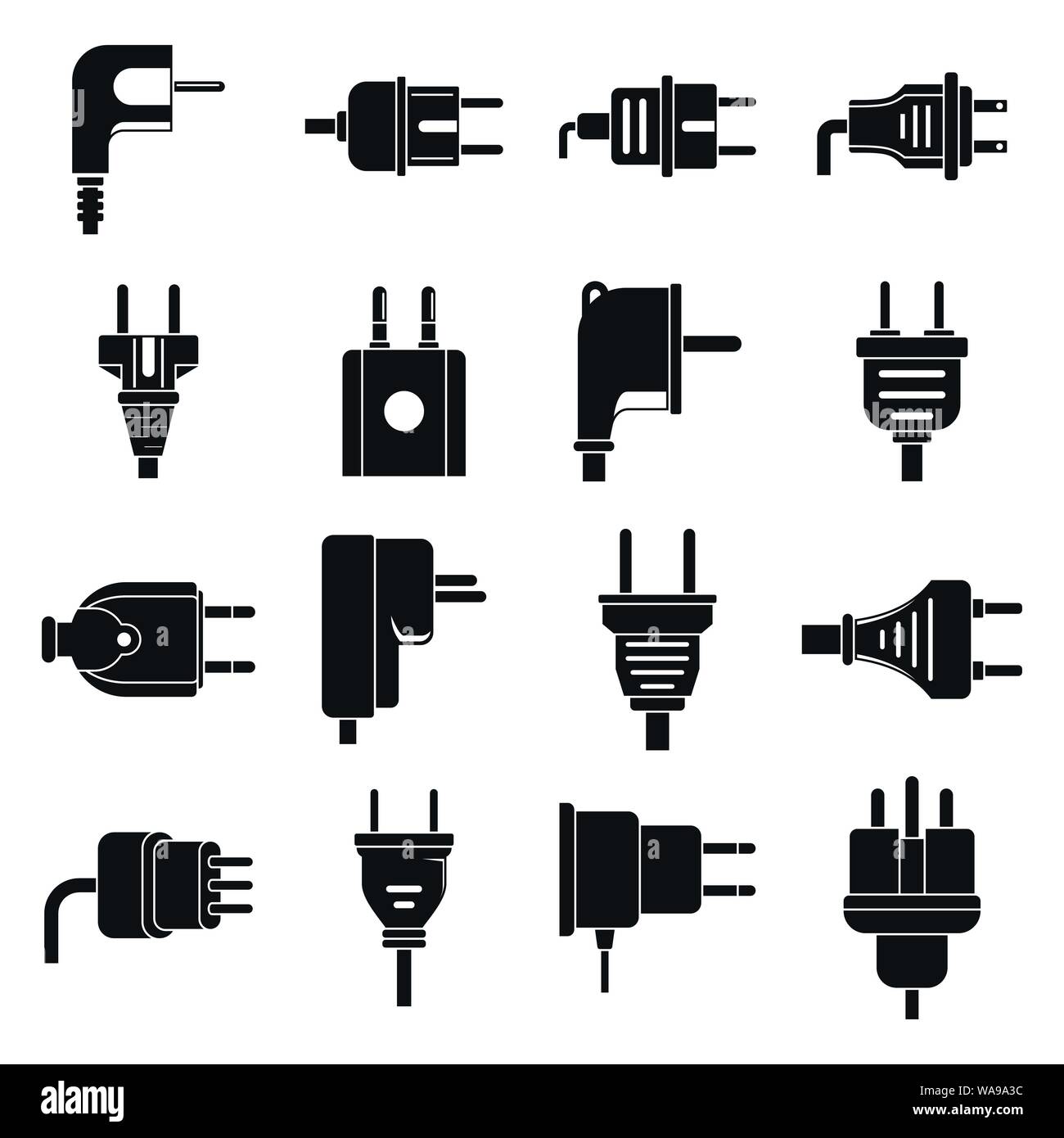 Electric plug icons set. Simple set of electric plug vector icons for web  design on white background Stock Vector Image & Art - Alamy