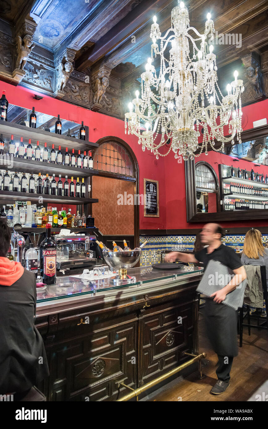Interior of a Tapas bar near the Plaza de Santa Ana, in the center of