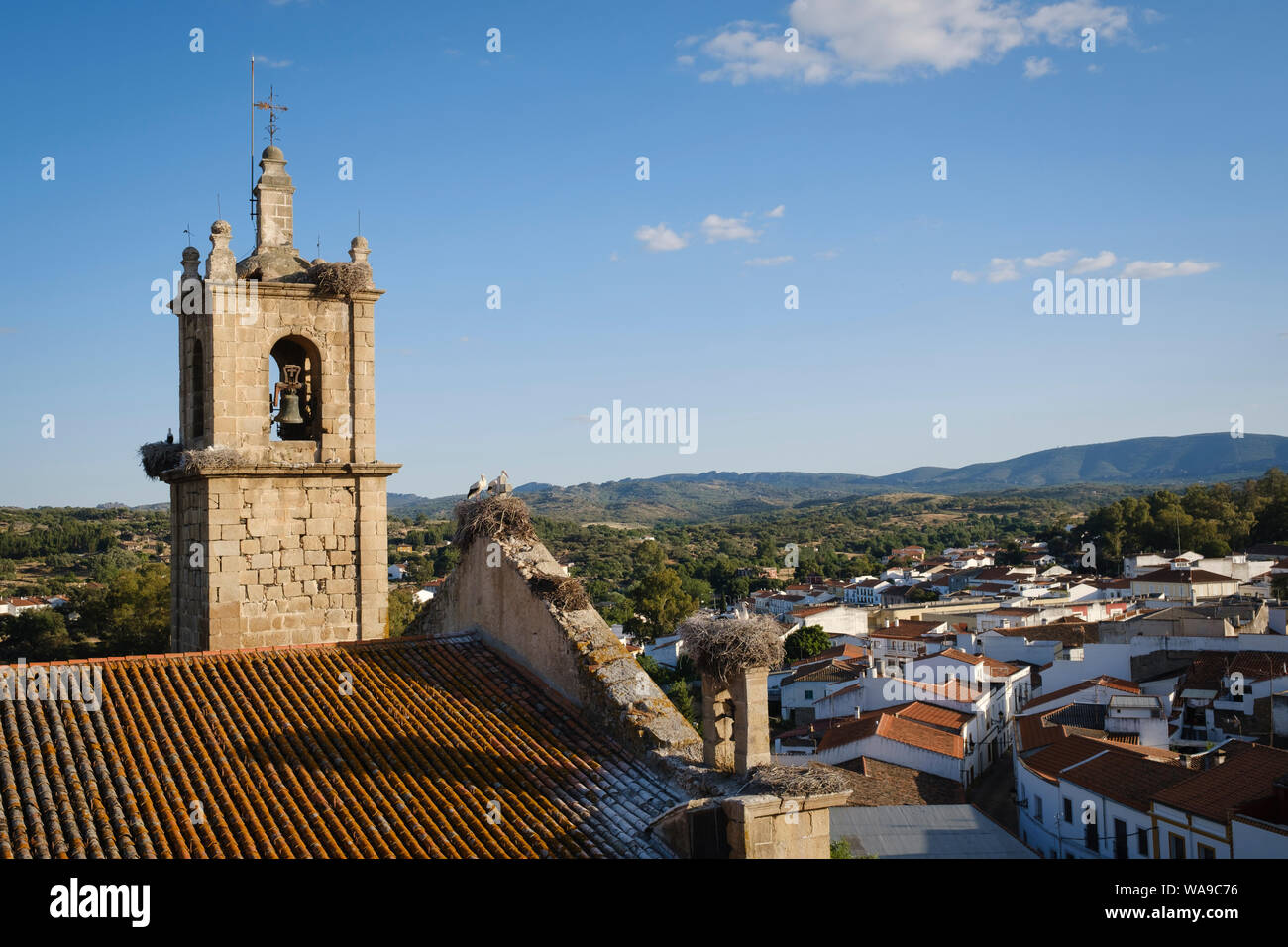 Rocamador church from the castle. Valencia de Alcántara. Cáceres province. Extremadura. Spain. Stock Photo