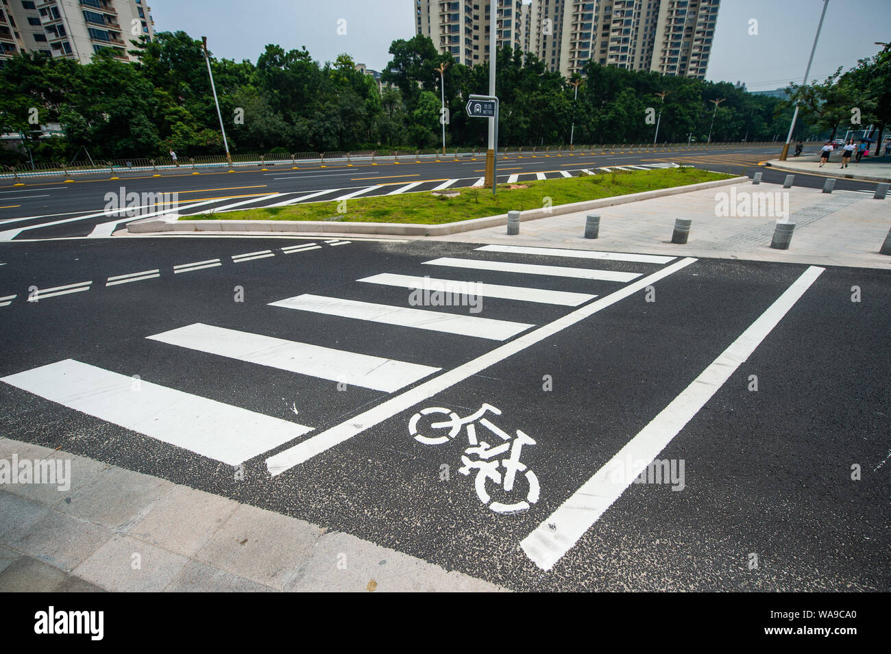 --FILE--The Qiaoxiang Road in Futian and Nanshan districts, which is Shenzhen's first "smart road," opens to public in Shenzhen city, south China's Gu Stock Photo