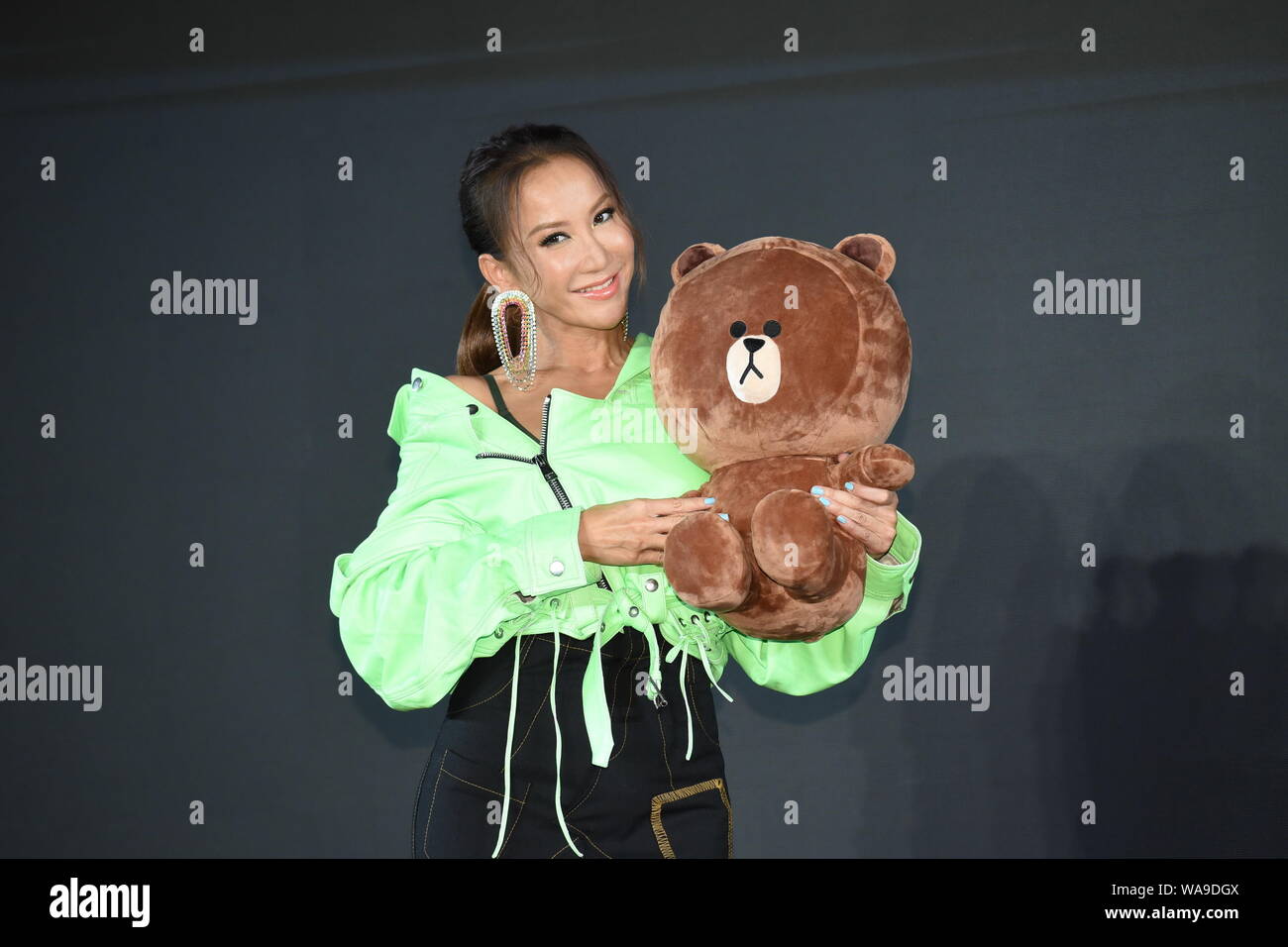 Hong Kong-born American singer Coco Lee attends Line Music promotional event as brand-spokeswoman in Taipei, Taiwan, 10 July 2019. Stock Photo