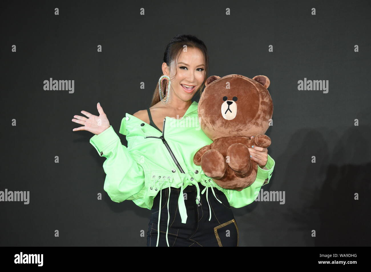 Hong Kong-born American singer Coco Lee attends Line Music promotional event as brand-spokeswoman in Taipei, Taiwan, 10 July 2019. Stock Photo