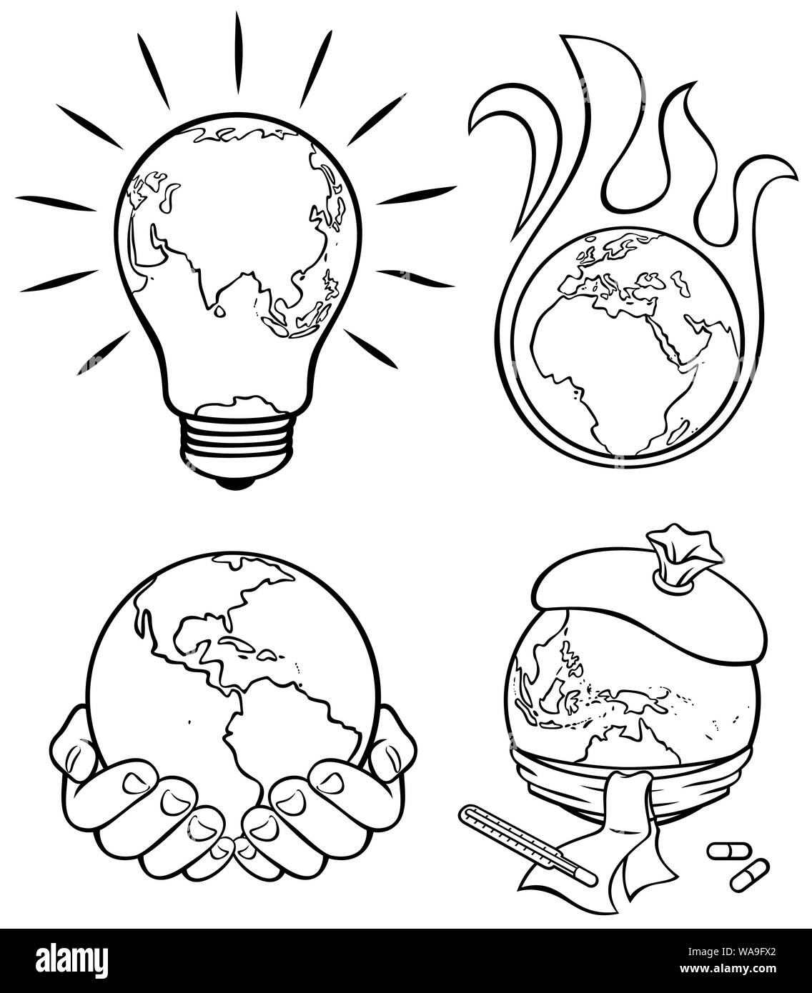 Ecology Concepts 3 Line Art Stock Vector