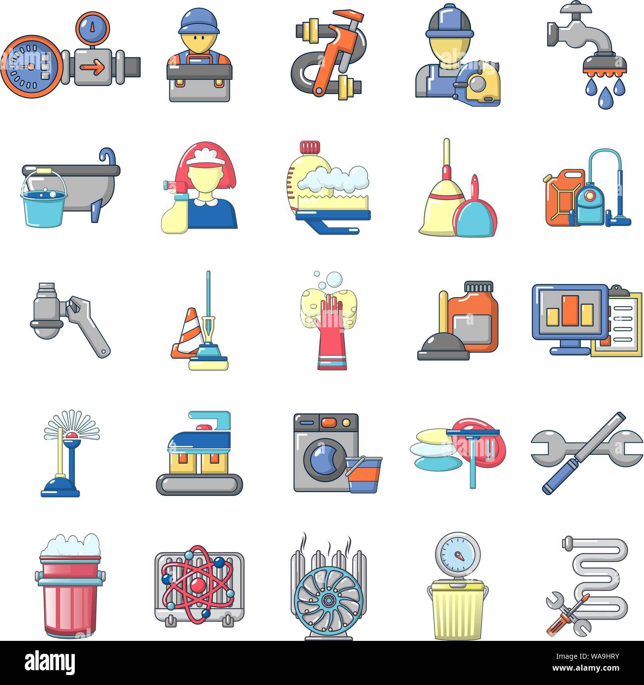 Plumbing icons set, cartoon style Stock Vector Image & Art - Alamy