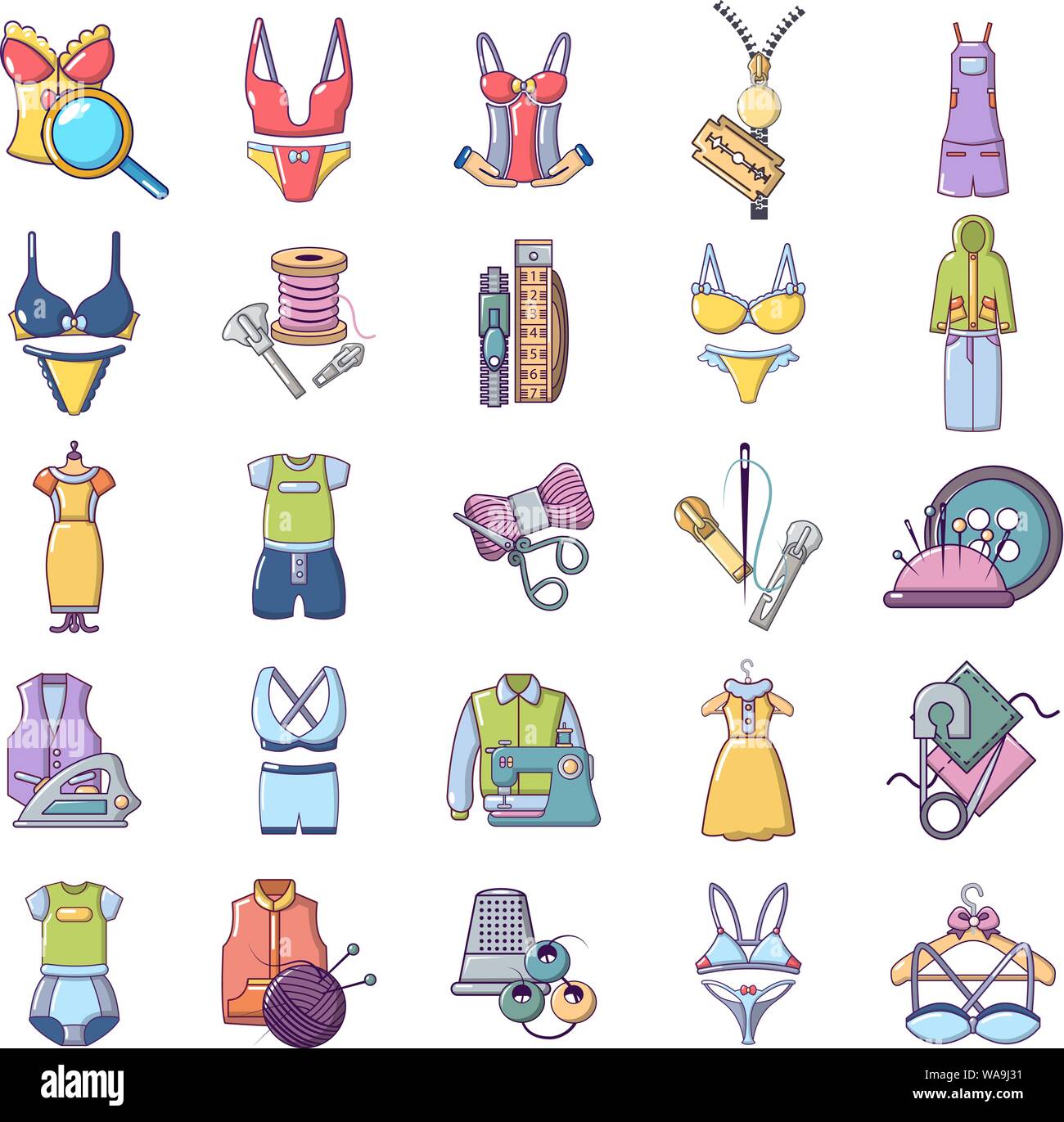 Needlework icons set, cartoon style Stock Vector Image & Art - Alamy