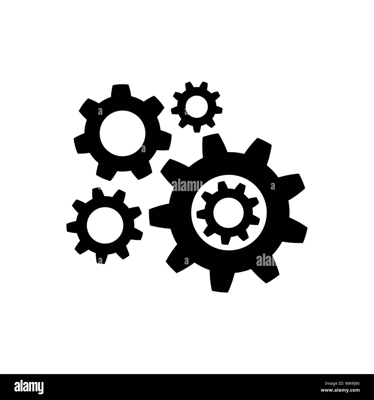 Gear icon in flat style. Wheel symbol Stock Vector