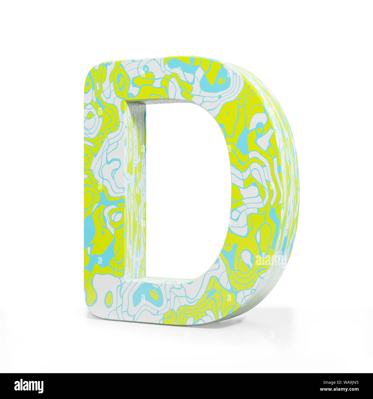 3D rendering letter D on white background. Signs and symbols. Colorful ...