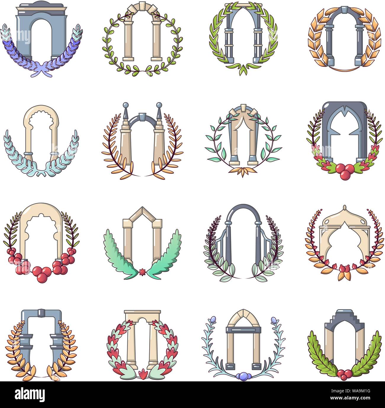 Triumphal arch icons set, cartoon style Stock Vector Image & Art - Alamy