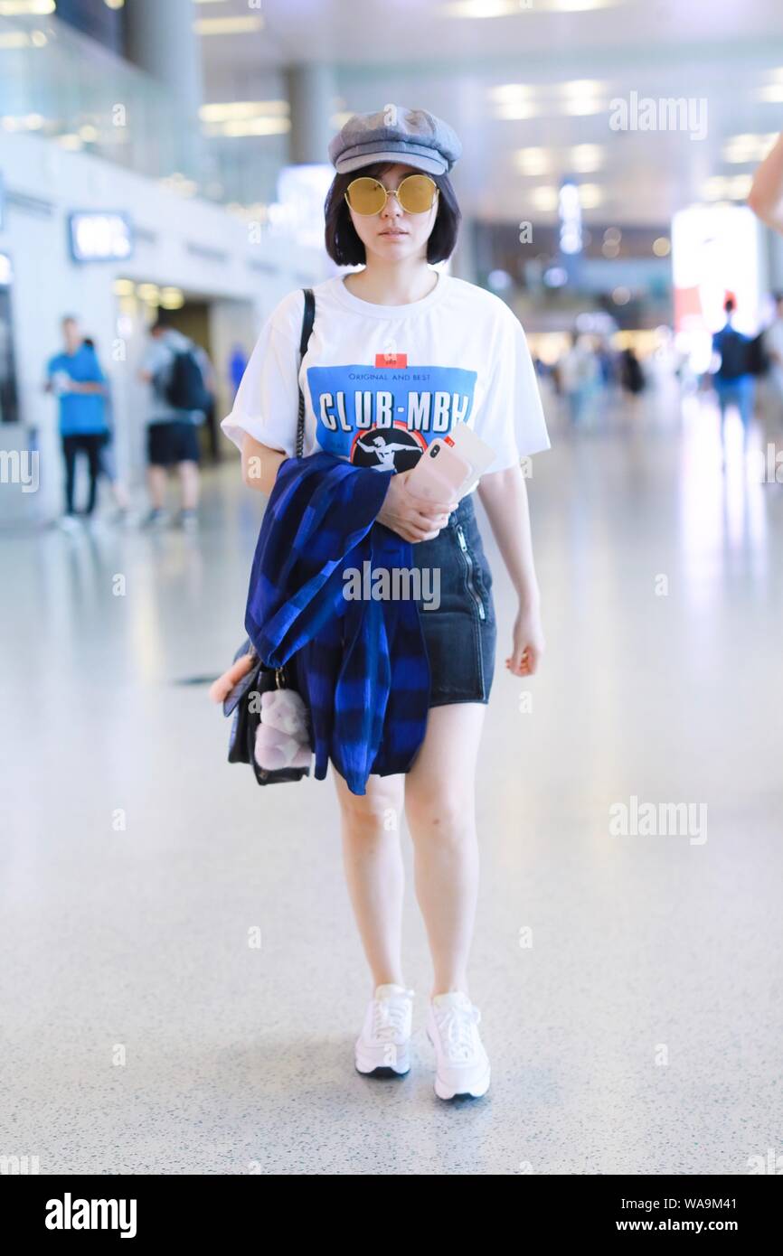 Chinese Singer Jane Zhang Or Zhang Liangying Arrives At An Airport Before Departure In Shanghai China 12 July 2019 Stock Photo Alamy