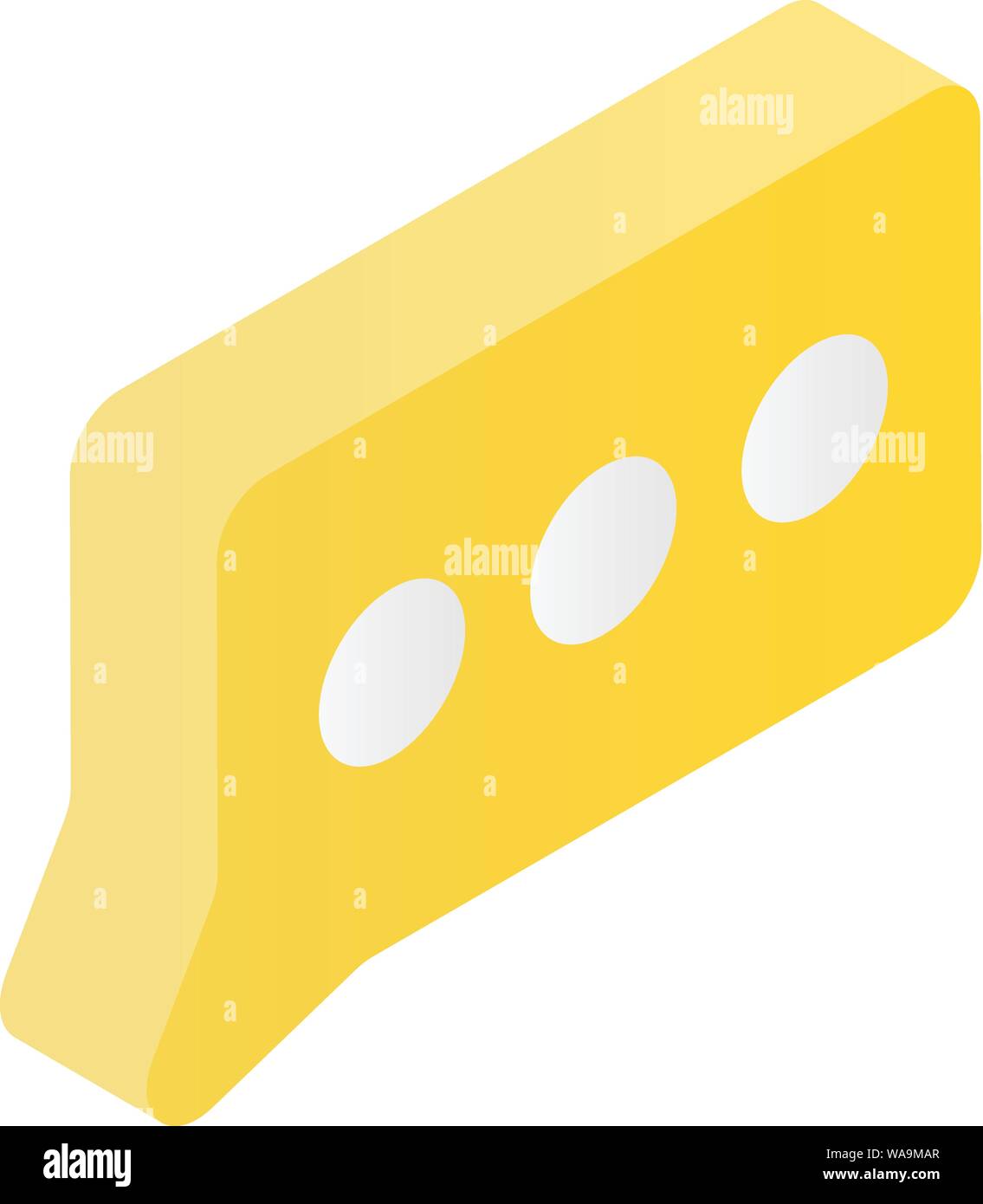 Yellow chat bubble icon, isometric style Stock Vector