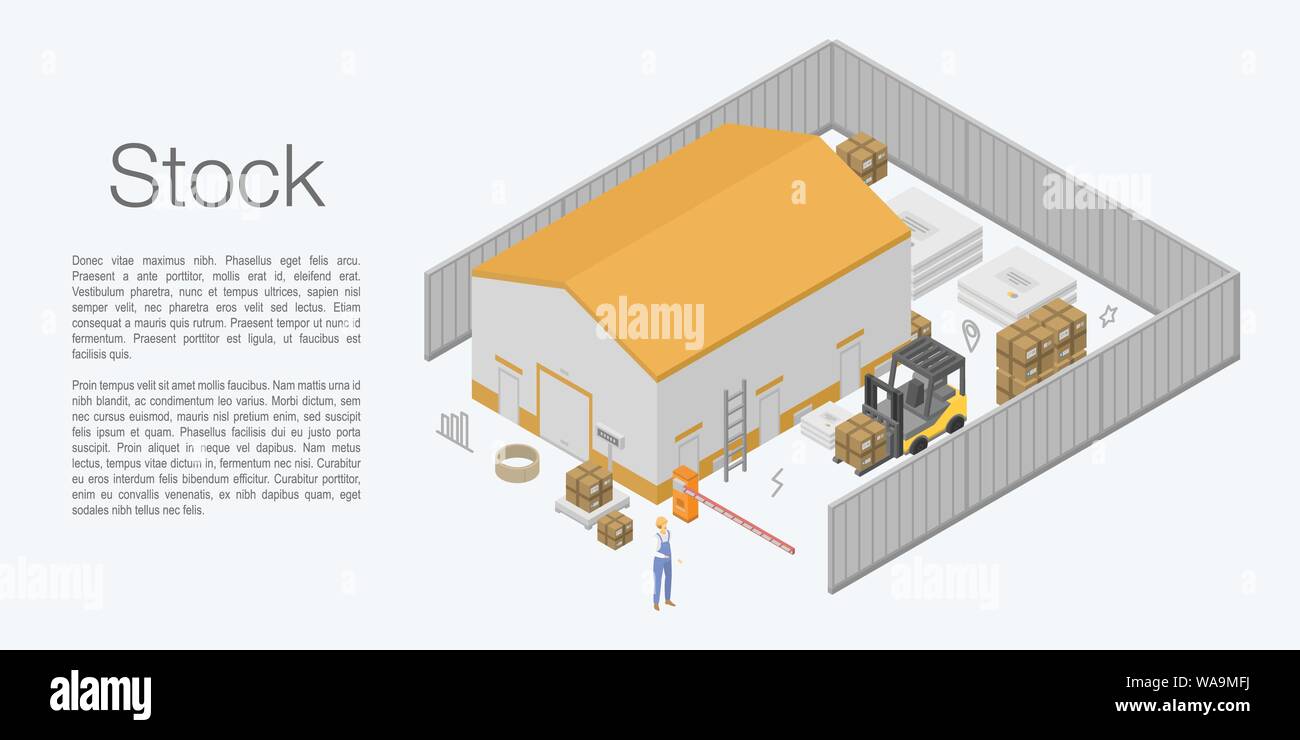 Stock warehouse concept banner, isometric style Stock Vector Image ...