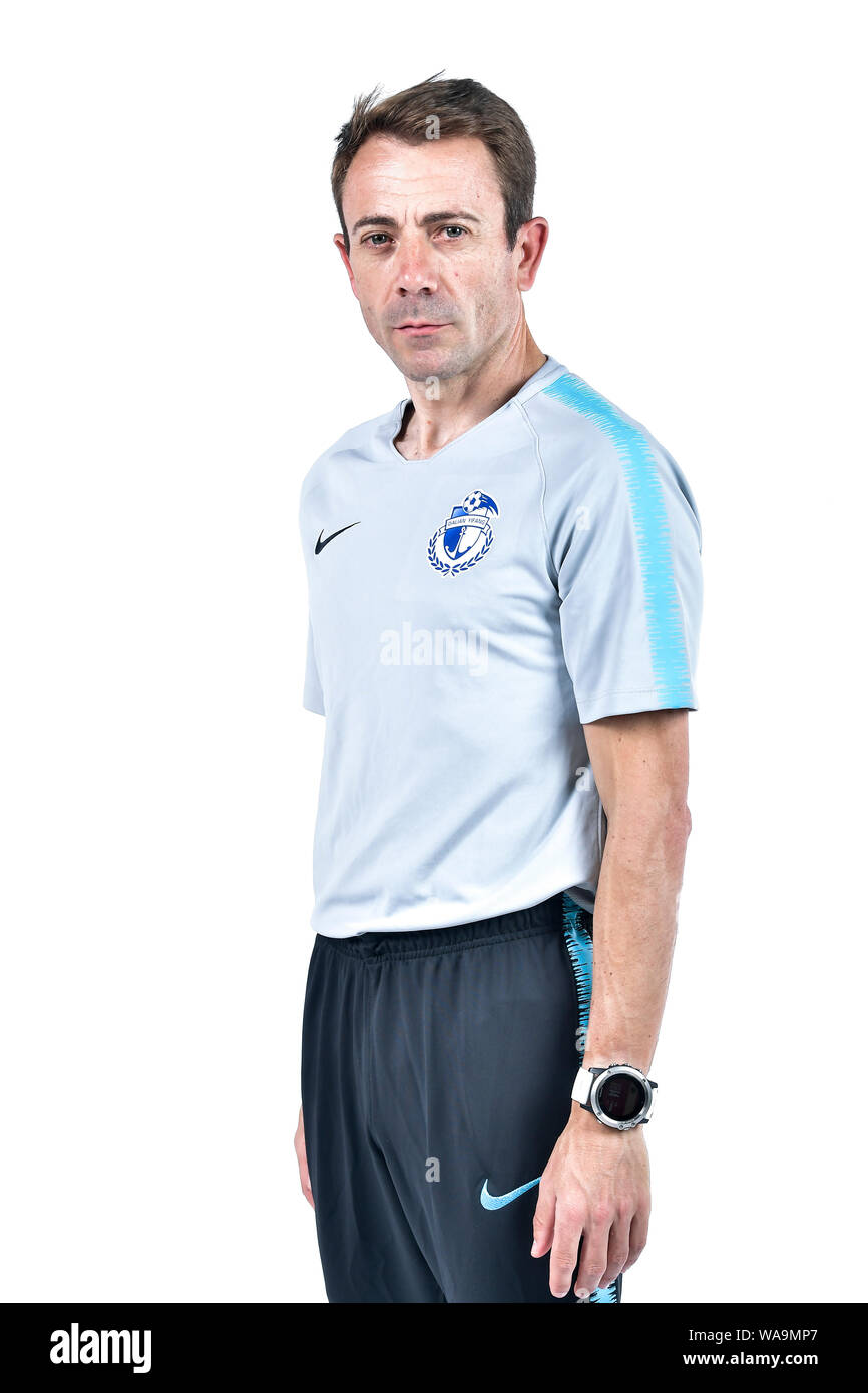 **EXCLUSIVE**Assistant coach Francisco 'Paco' de Miguel Moreno of Dalian Yifang F.C. poses during the filming session of official portraits for the 20 Stock Photo