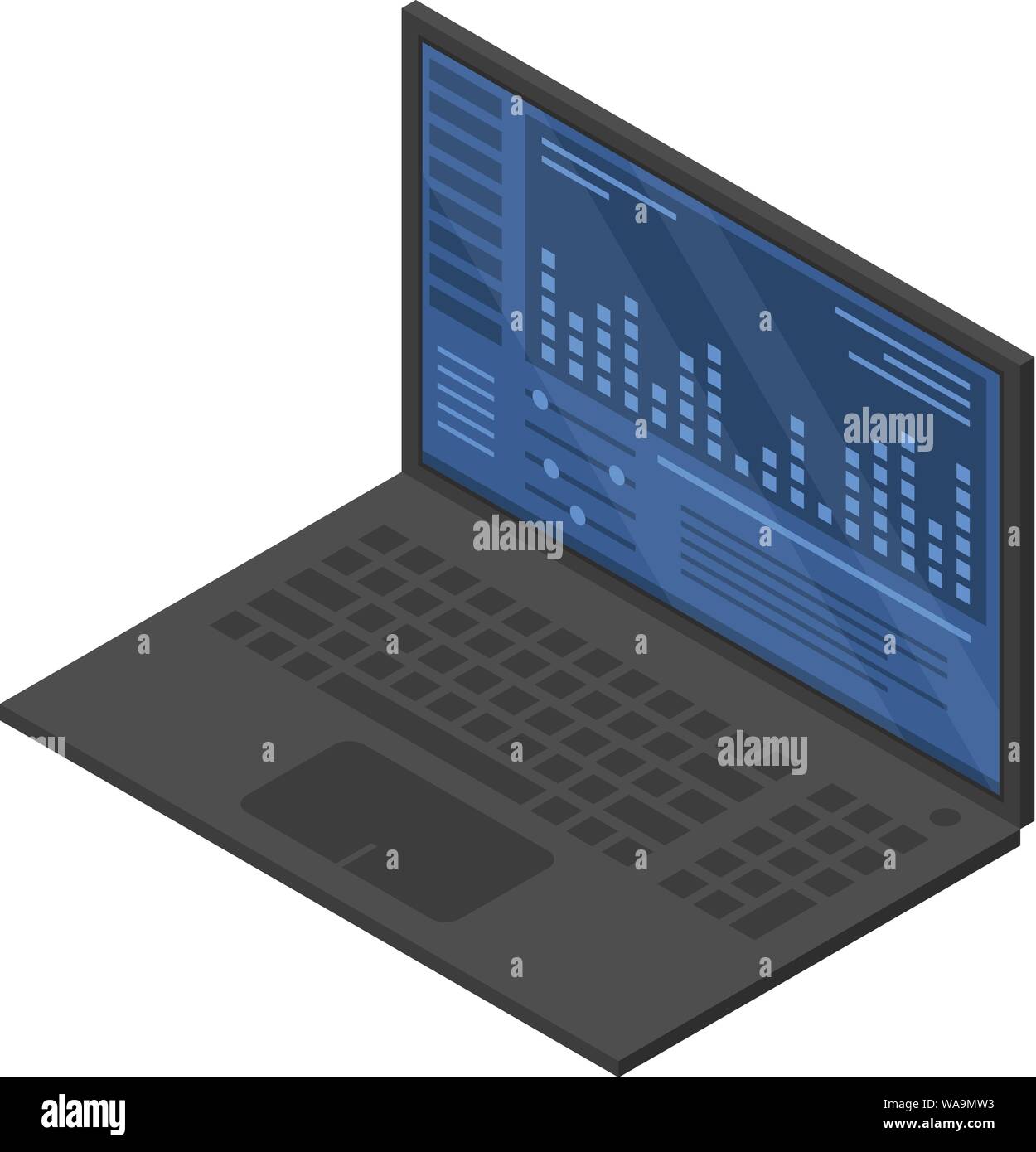 Dj laptop icon, isometric style Stock Vector