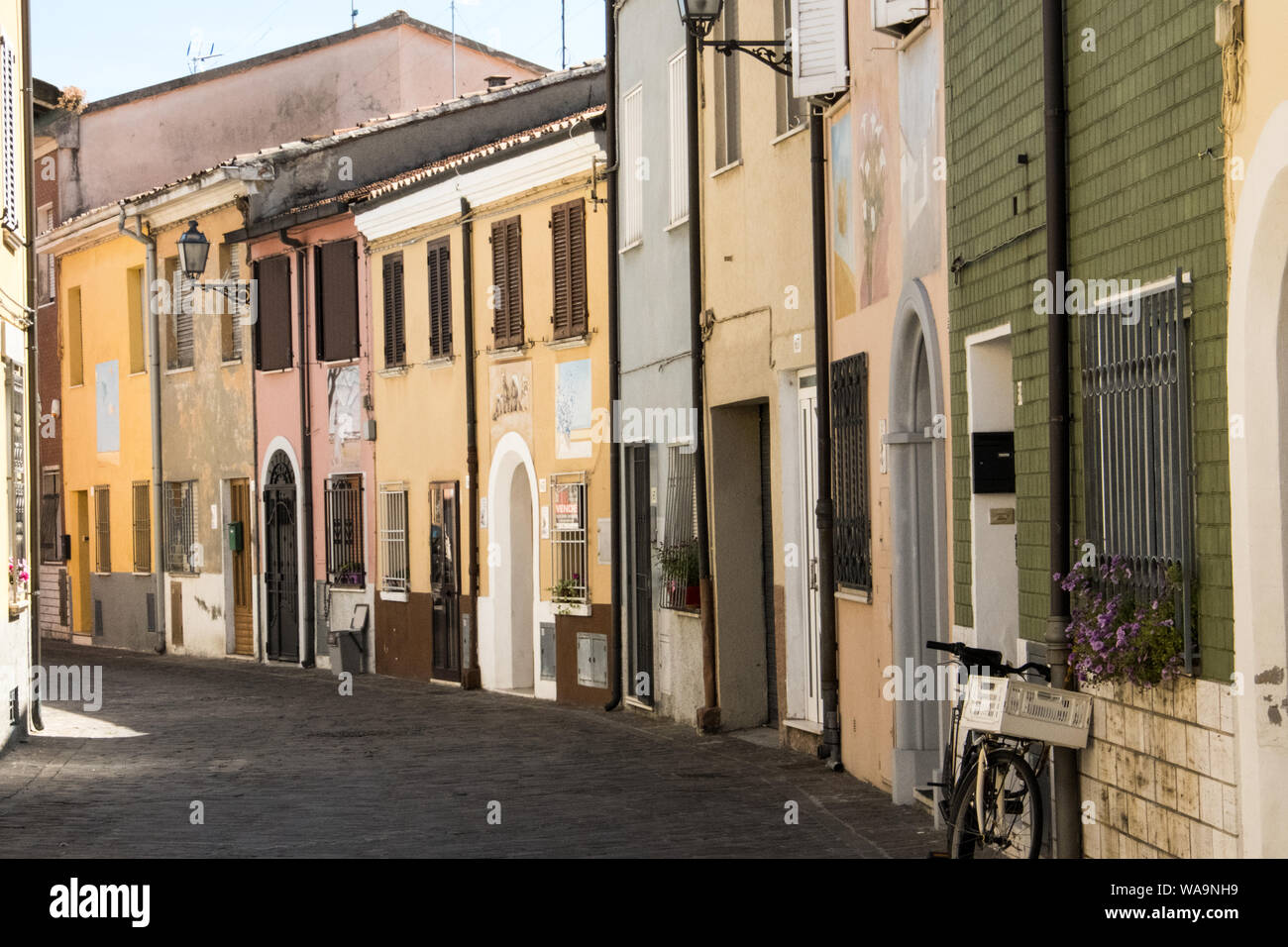 San Giuliano a Mare district in Rimini, famous for his Fellini inspired graffiti Stock Photo