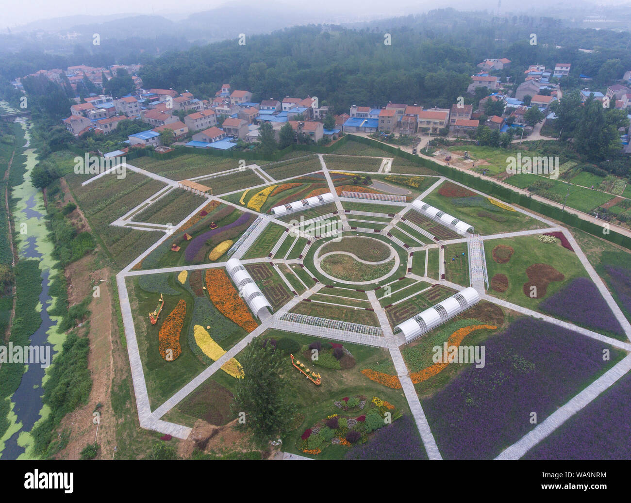 Aerial views of eight-diagram, also known bagua of feng shui in ...