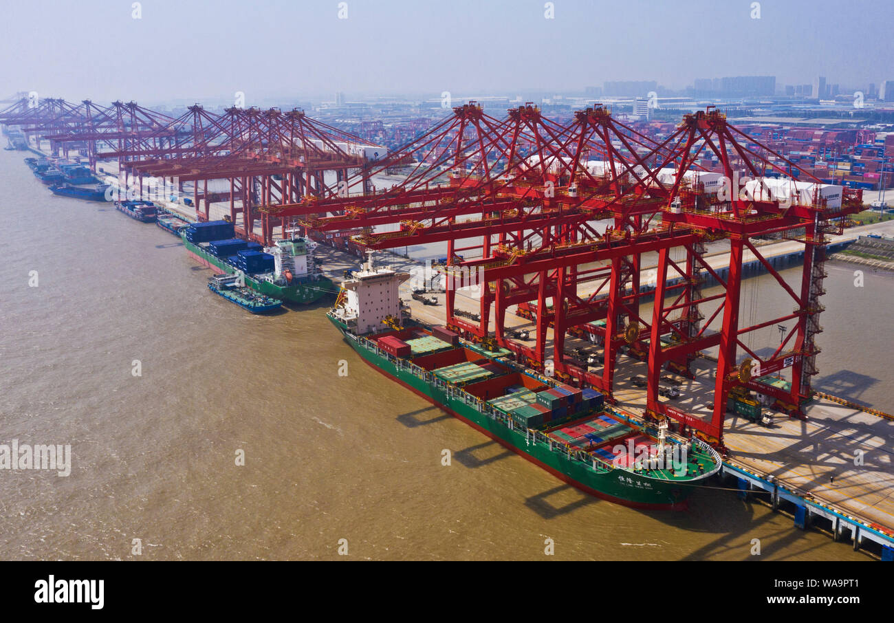 Aerial view of Taicang Port, Jiangsu province, China,5 June 2019. China's  GDP expanded 6.3 percent year on year in the first half of 2019 to about 45  Stock Photo - Alamy