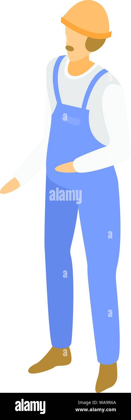 Warehouse worker icon, isometric style Stock Vector
