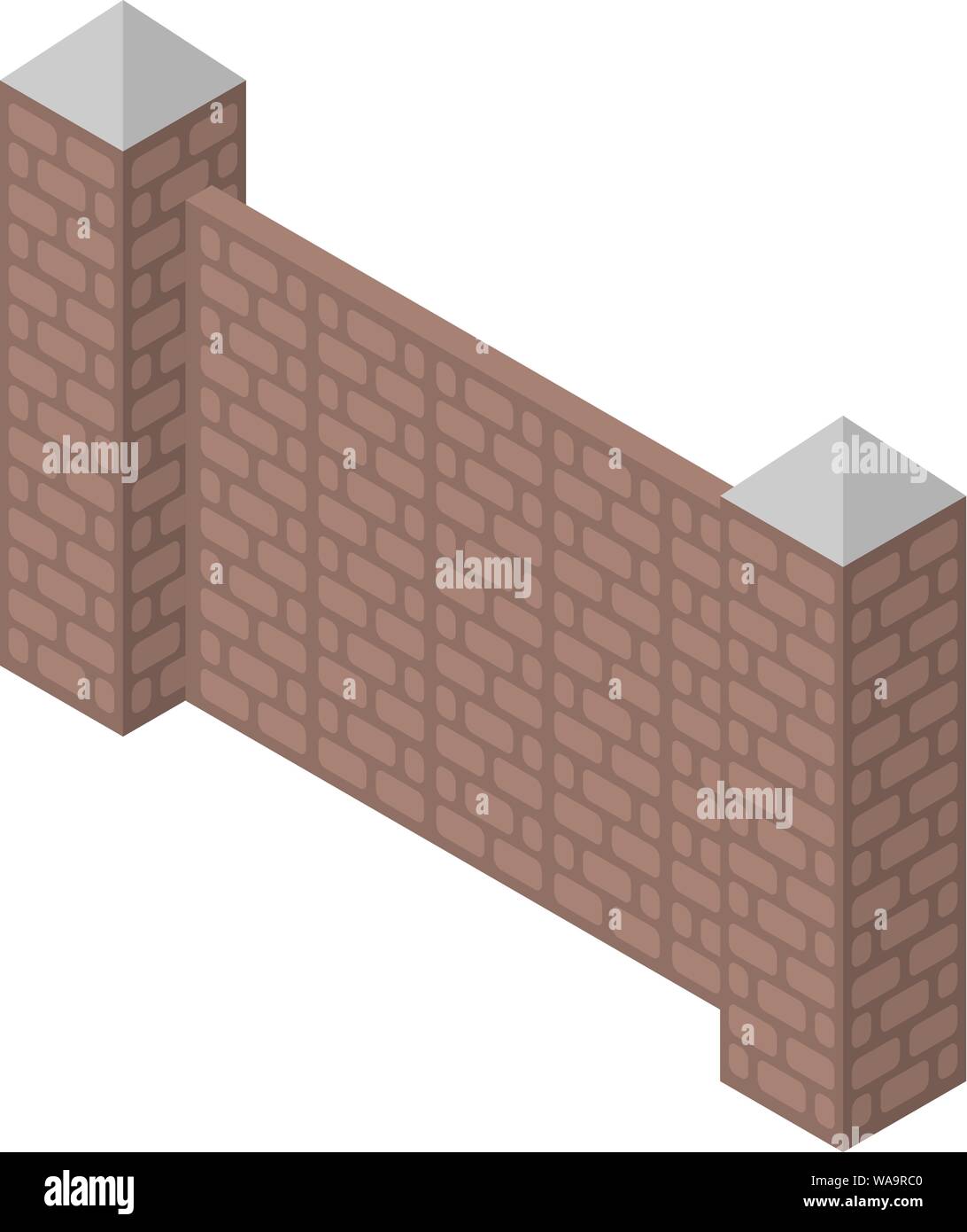 Old brick fence icon, isometric style Stock Vector
