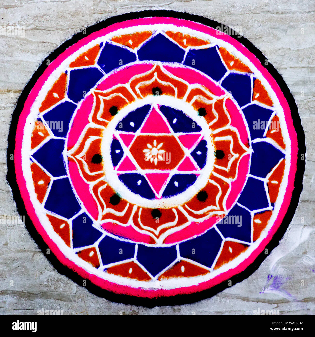 mandala art on floor Stock Photo