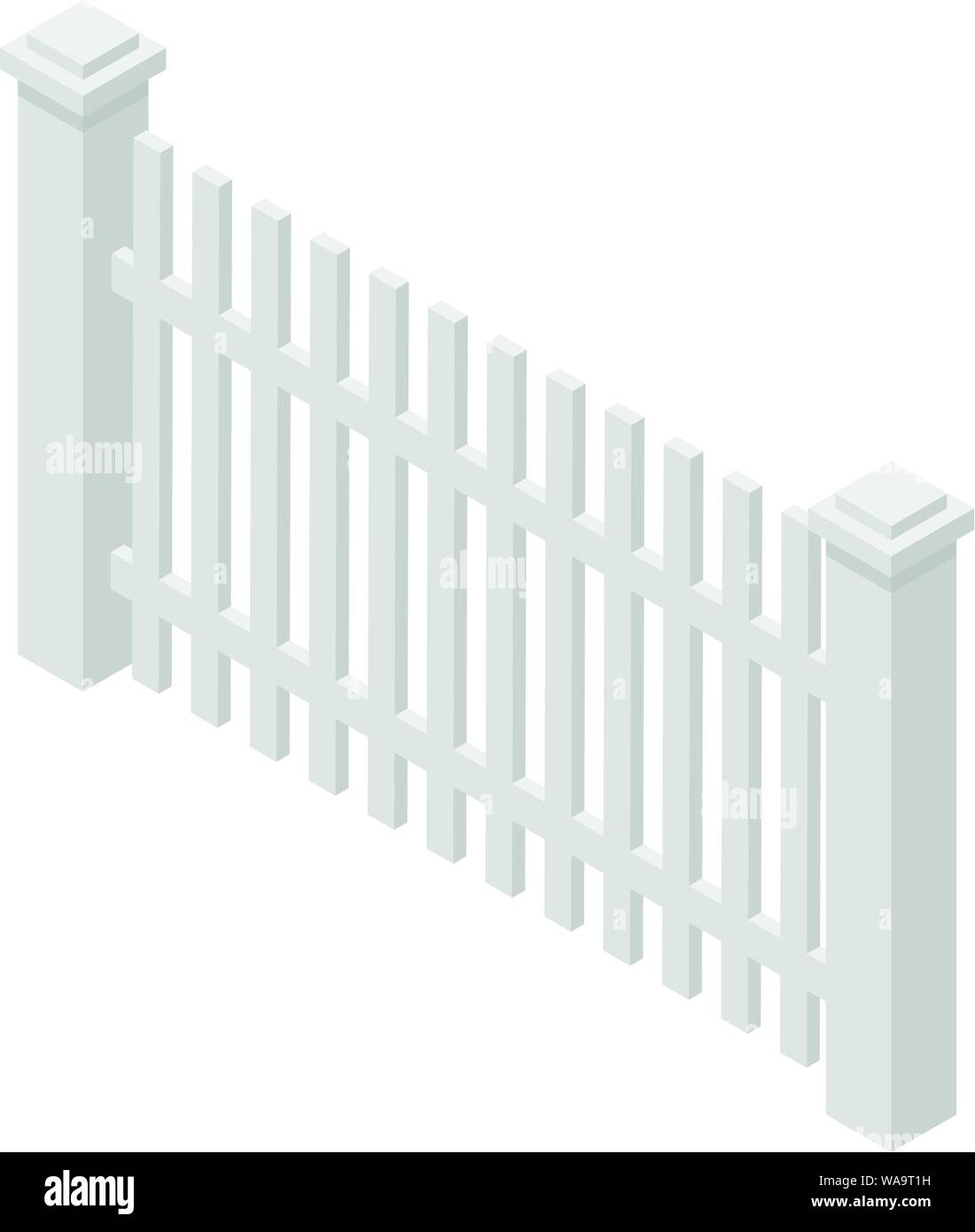 White wood fence icon, isometric style Stock Vector