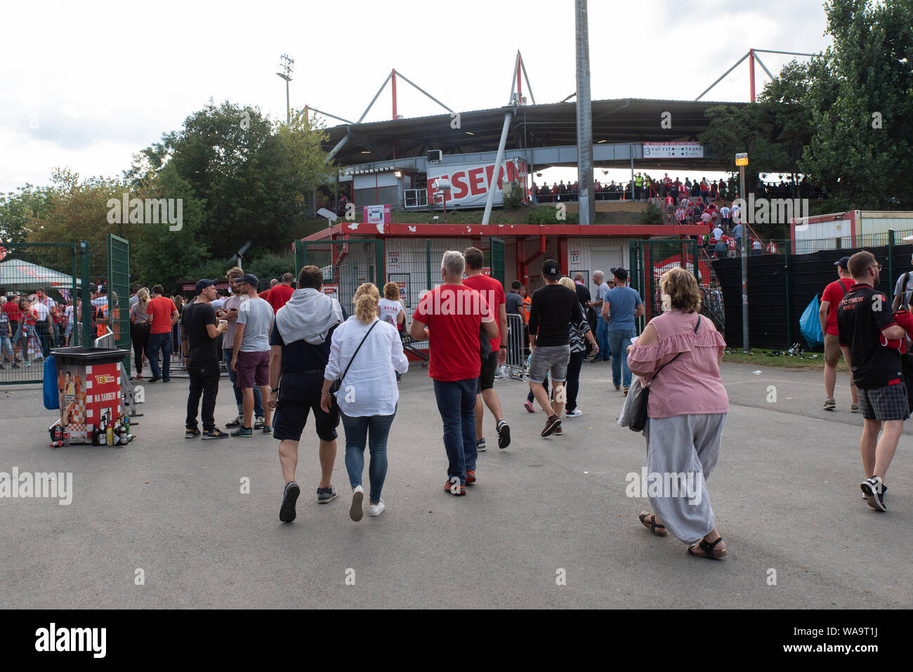 Today was the first time ever that Union Berlin played in the Bundesliga (against RB Leipzig) and their supporters turned out in great numbers. Stock Photo
