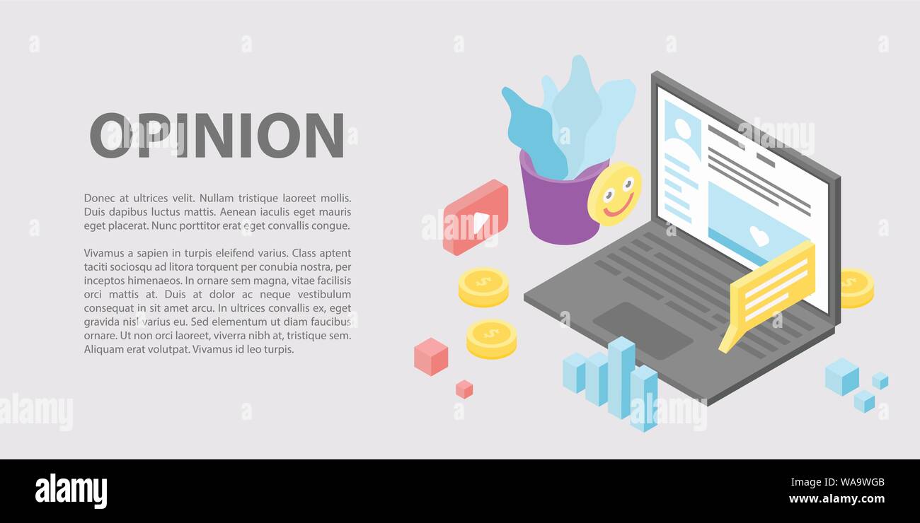 Web opinion concept banner, isometric style Stock Vector