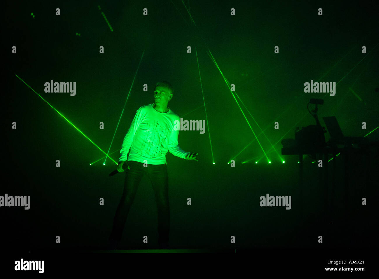 Trondheim, Norway. August 15th, 2019. The British electronic music group Underworld performs a