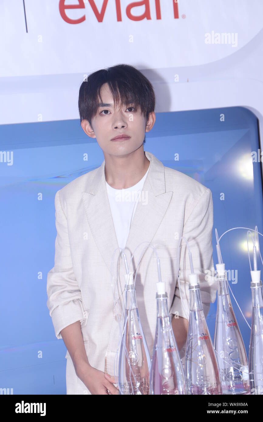 Jackson Yee Or Yi Yangqianxi Center Of Chinese Boy Group Tfboys Attends A Promotional Event For Evian In Shanghai China 20 July 2019 Stock Photo Alamy