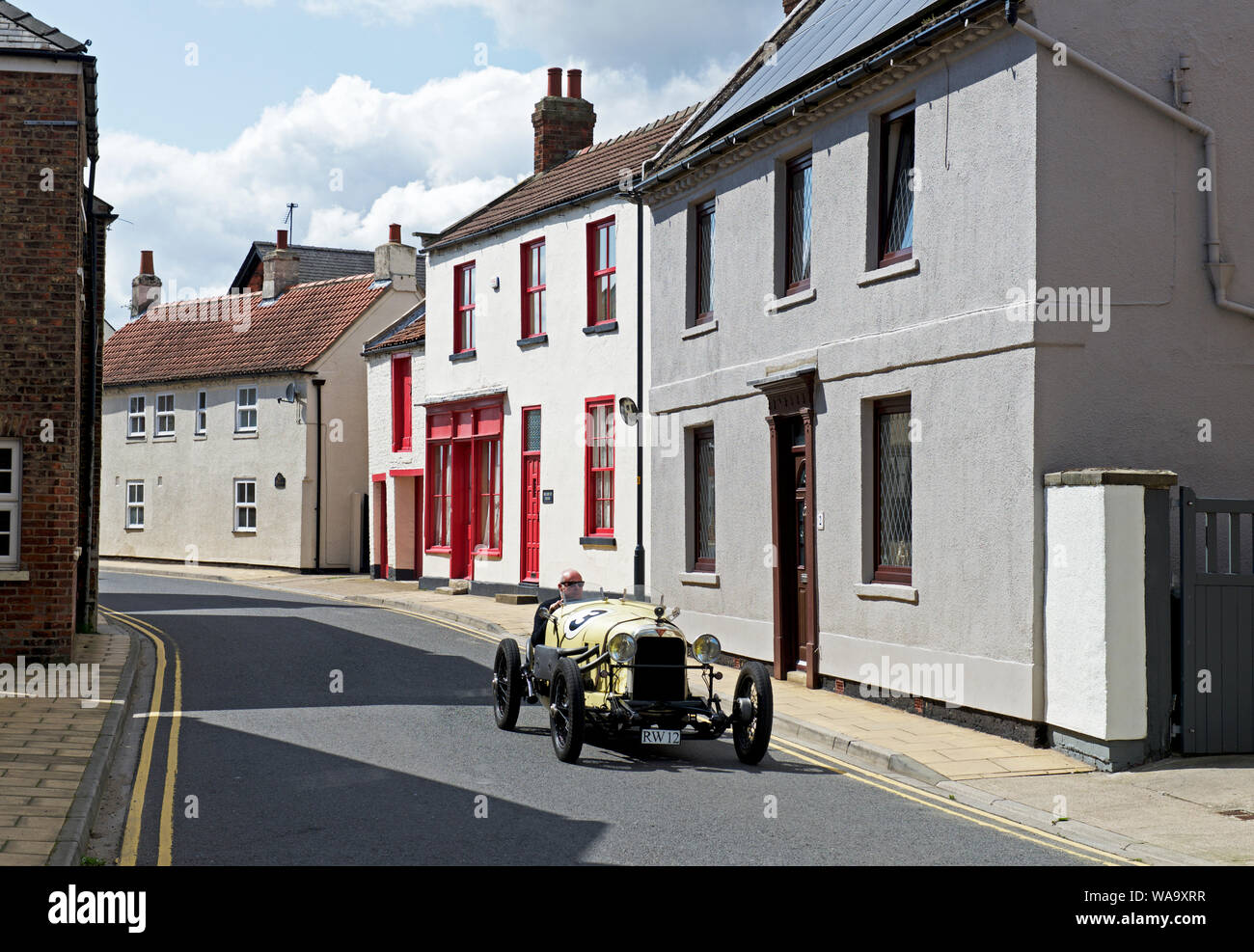 Alvis 12/50 200 mile race car in the village of Cawood, North Yorkshire