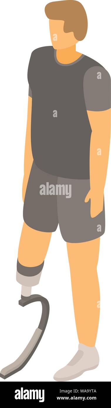 Guy prosthetic leg icon, isometric style Stock Vector
