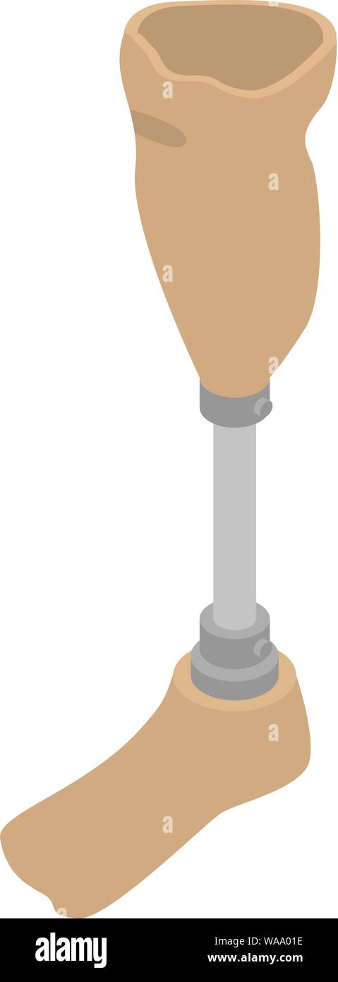 Robot leg implant icon, isometric style Stock Vector