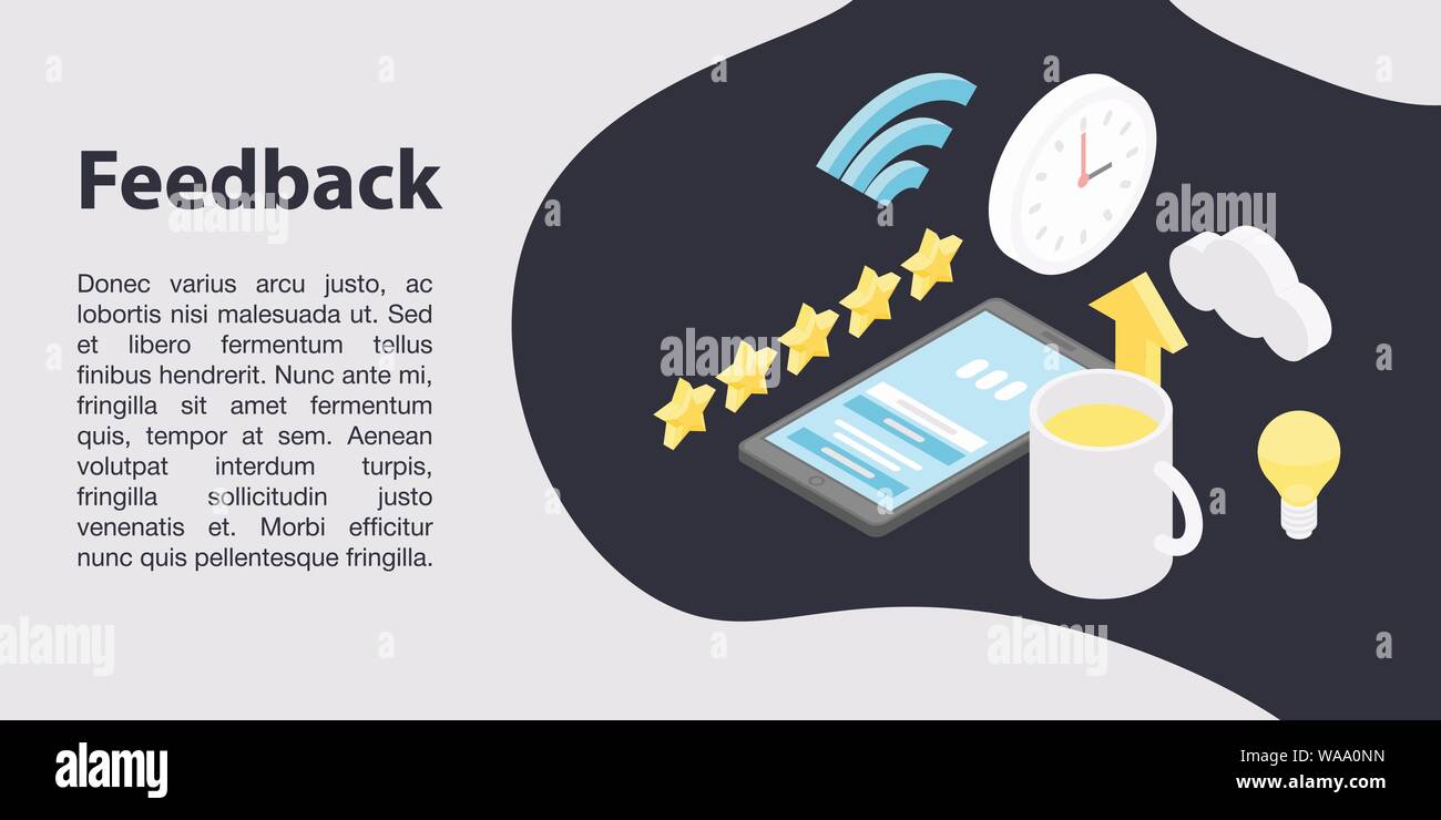 Feedback concept banner, isometric style Stock Vector