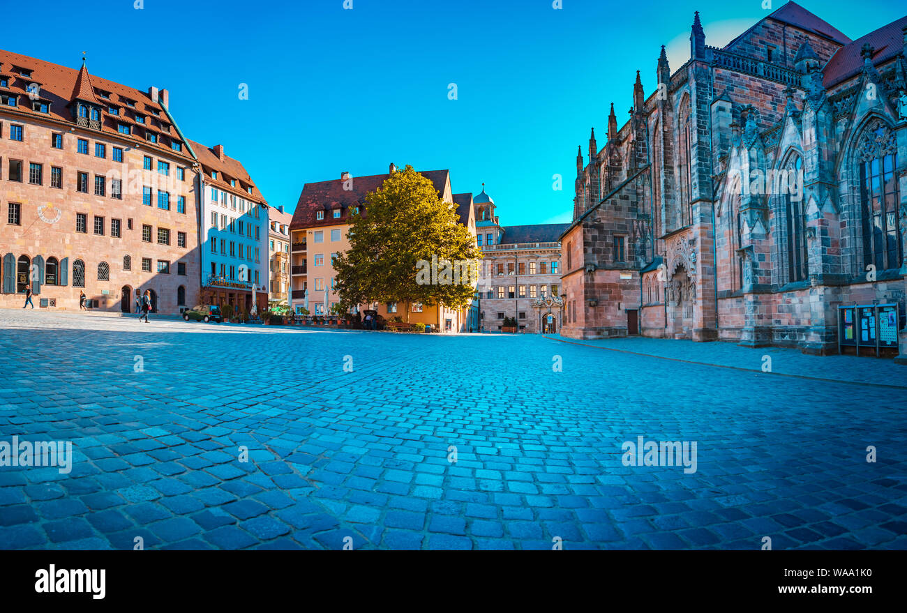 NUREMBERG, BAVARIA, GERMANY - CIRCA OCTOBER, 2018: The Lorenzer Plaza ...