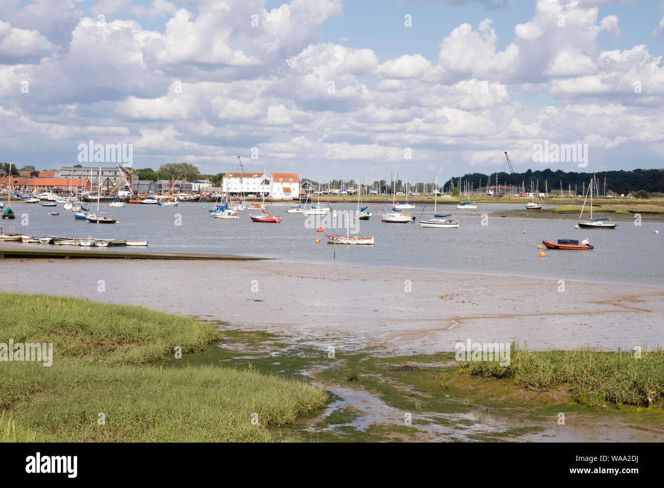 Woodbridge harbour and Tide Mill on the River Deben, Suffolk, East Anglia, England, UK Stock Photo