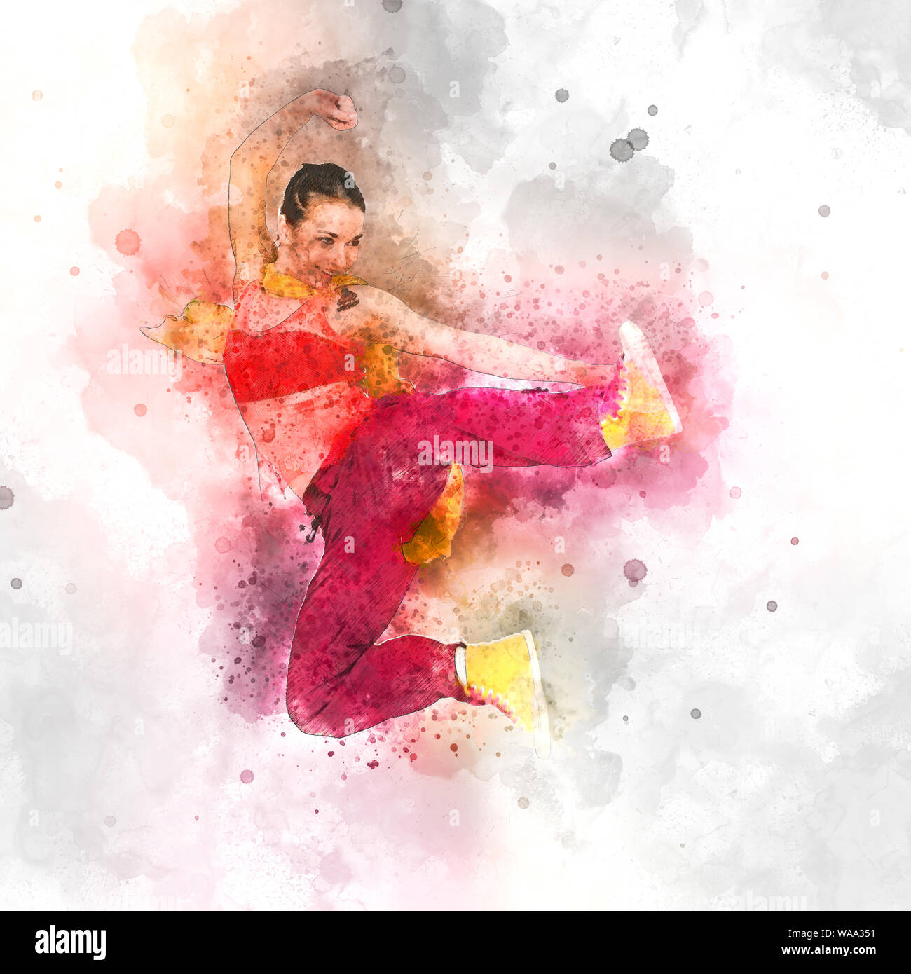 Digitally enhanced image of a Female Hip hop Dancer Stock Photo - Alamy